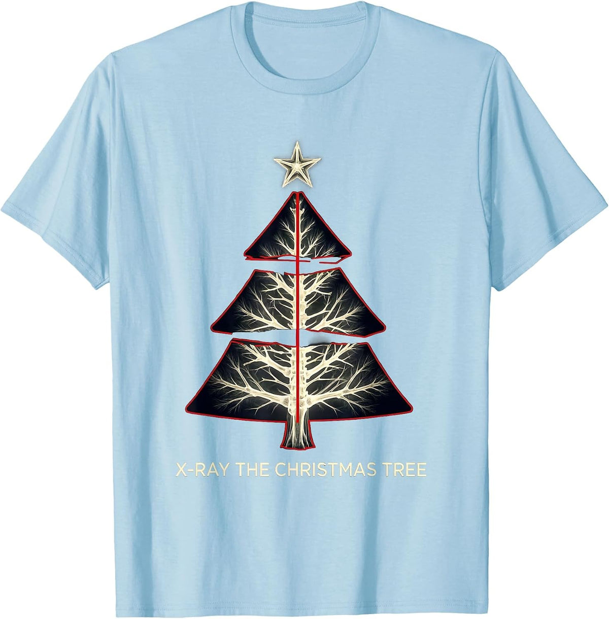 Men's X-Ray The Christmas Tree Funny Radiology Tech Christmas T-Shirt - Baby Blue