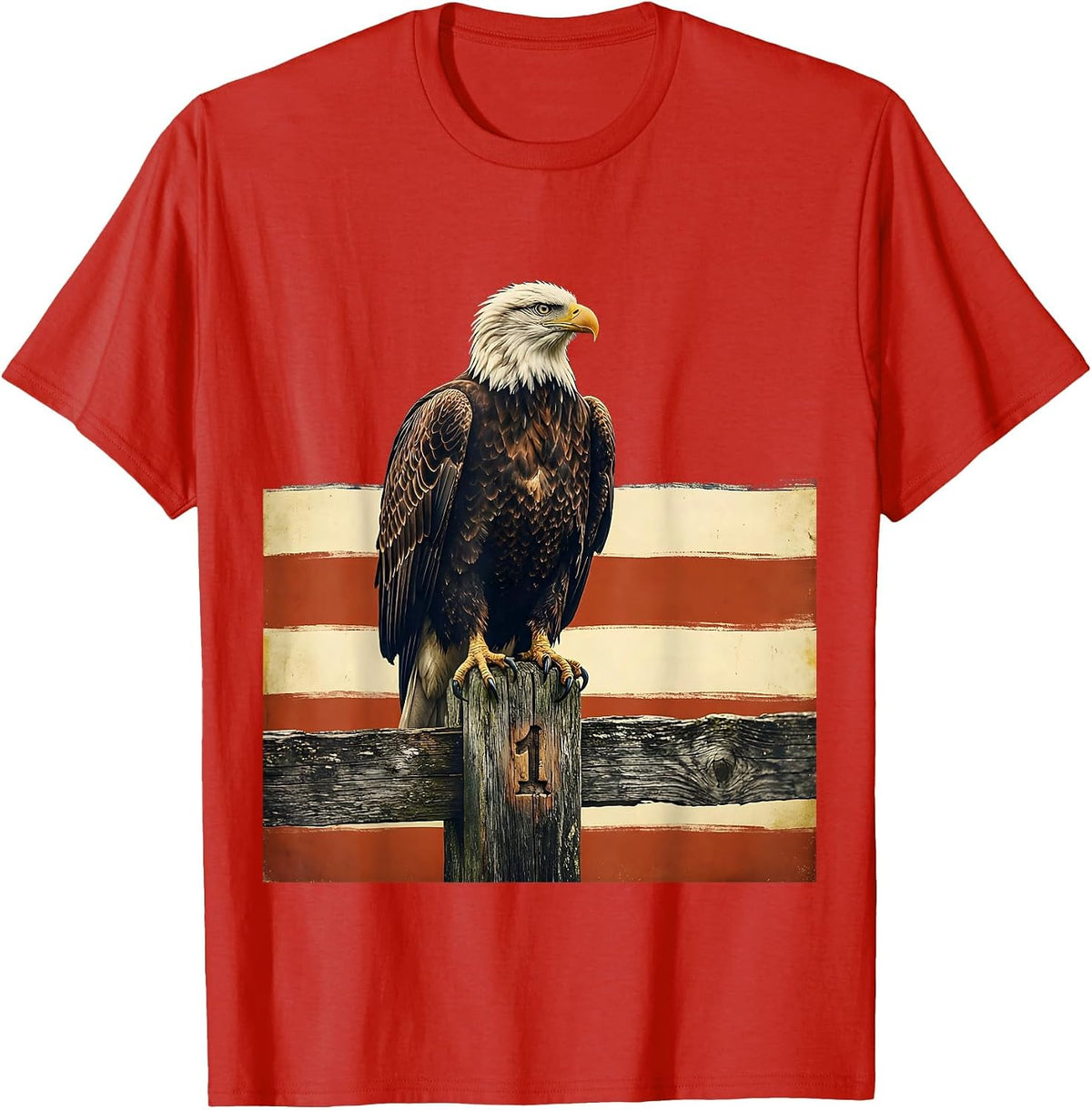 Men's Bald Eagle Flag 250th Anniversary Vintage Patriotic T-Shirt - Red