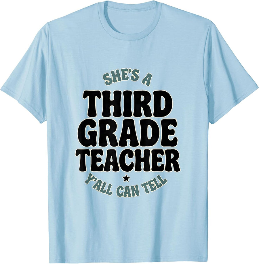 Men's She's A Third Grade Teacher Y'all Can Tell Western T-Shirt - Baby Blue