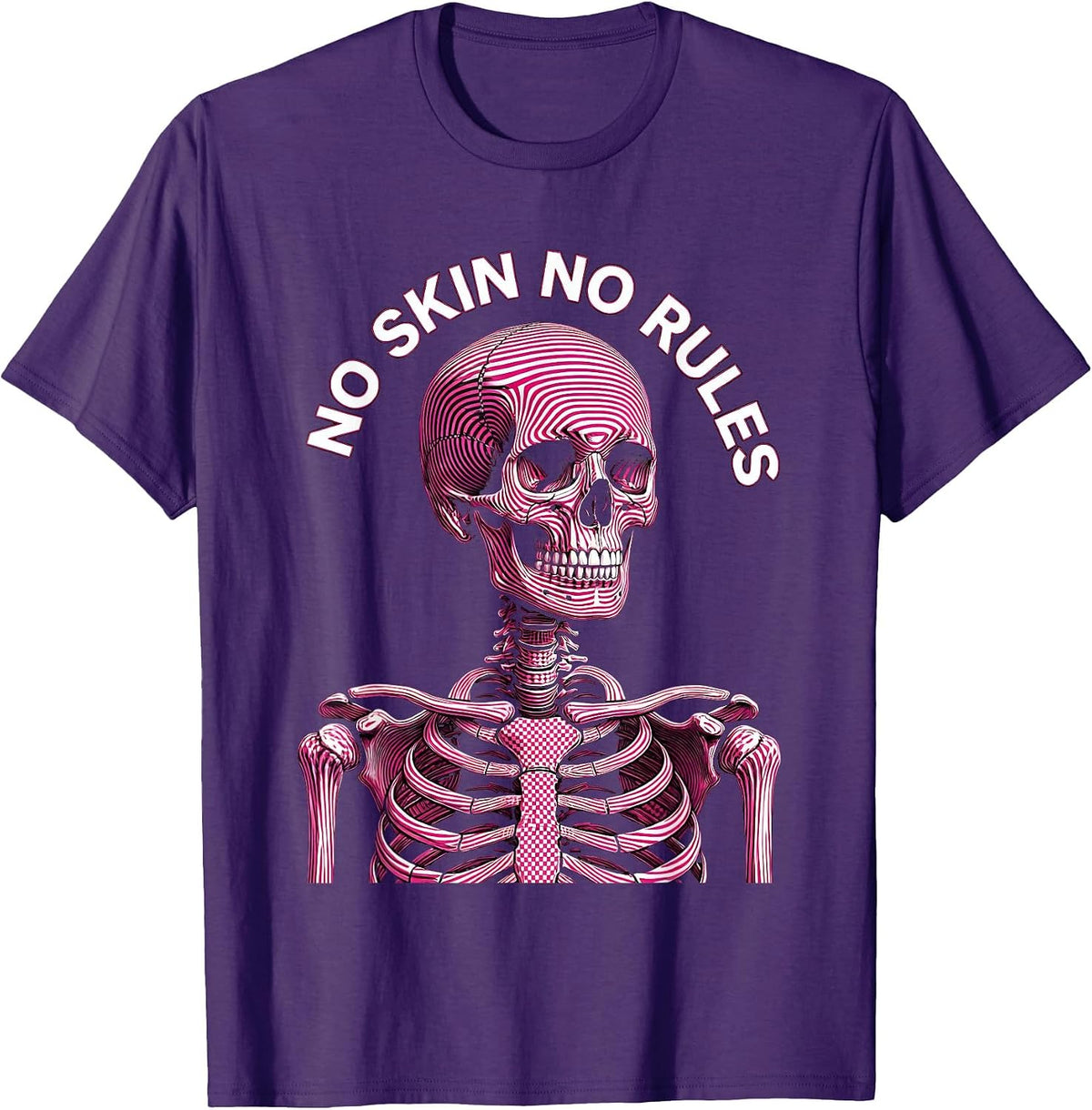 Skeleton No Skin No Rules Bold Graphic Design T-Shirt - Purple