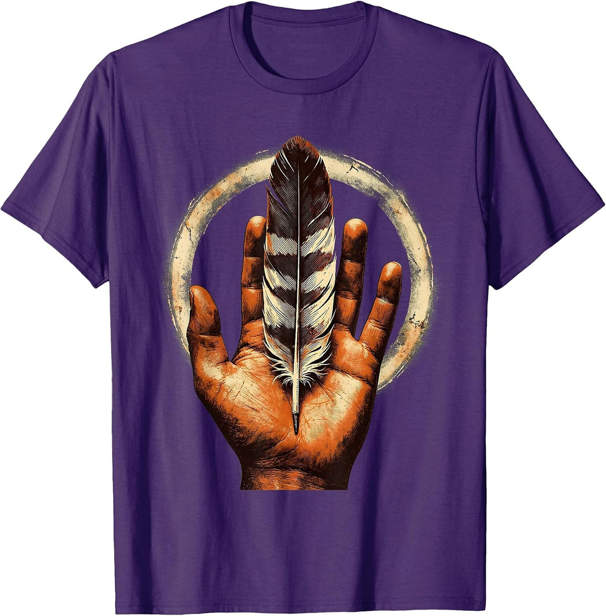 Orange Shirt Day Eagle Feather Open Palm Illustration T-Shirt - Purple