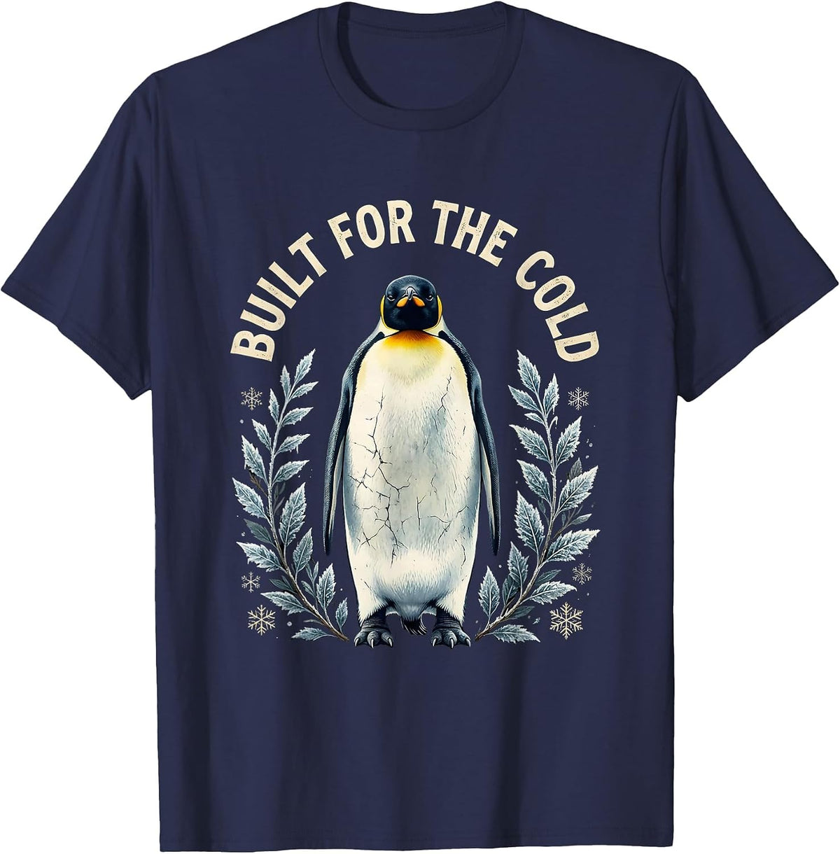 Men's Built for the Cold Penguin Graphic Design T-Shirt - Navy Blue