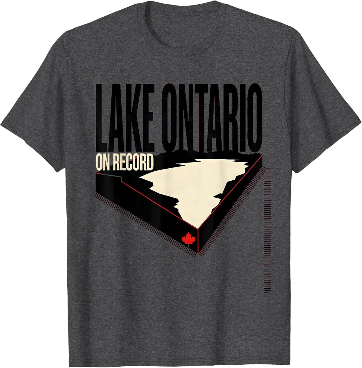 Men's Lake Ontario, On Record Funny Political Satire Lake Renaming T-Shirt - Dark Heather Grey