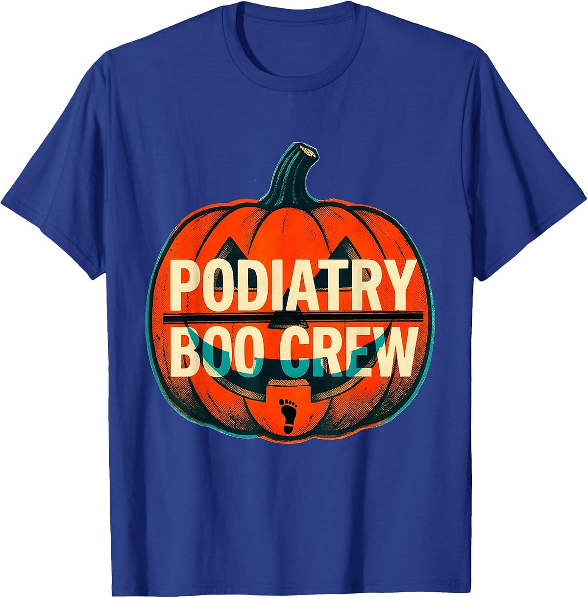 Podiatry Boo Crew Risograph Halloween Matching Occupational T-Shirt - Royal Blue