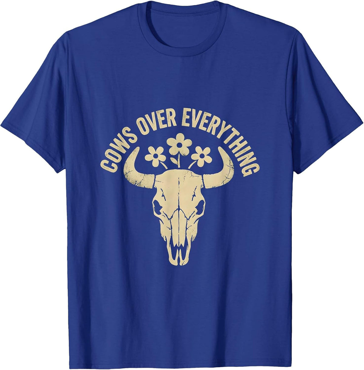 Men's Cows Over Everything Cow Lover Design T-Shirt - Royal Blue
