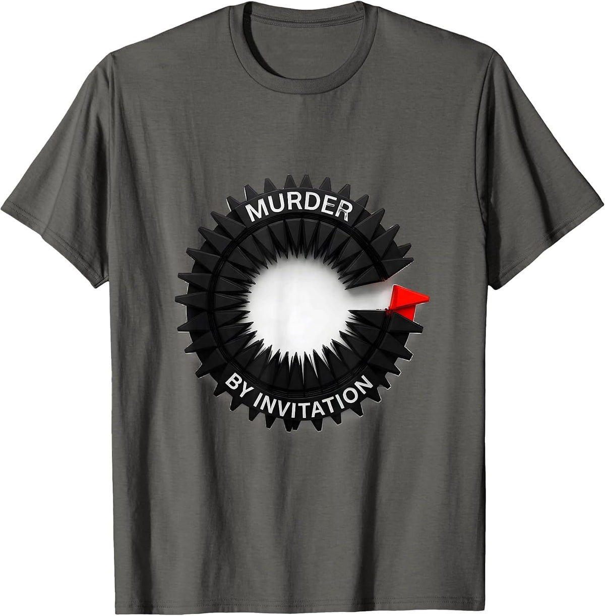 Men's Murder By Invitation Geometric Crow Meme Humor Bird Shocked T-Shirt - Asphalt Grey