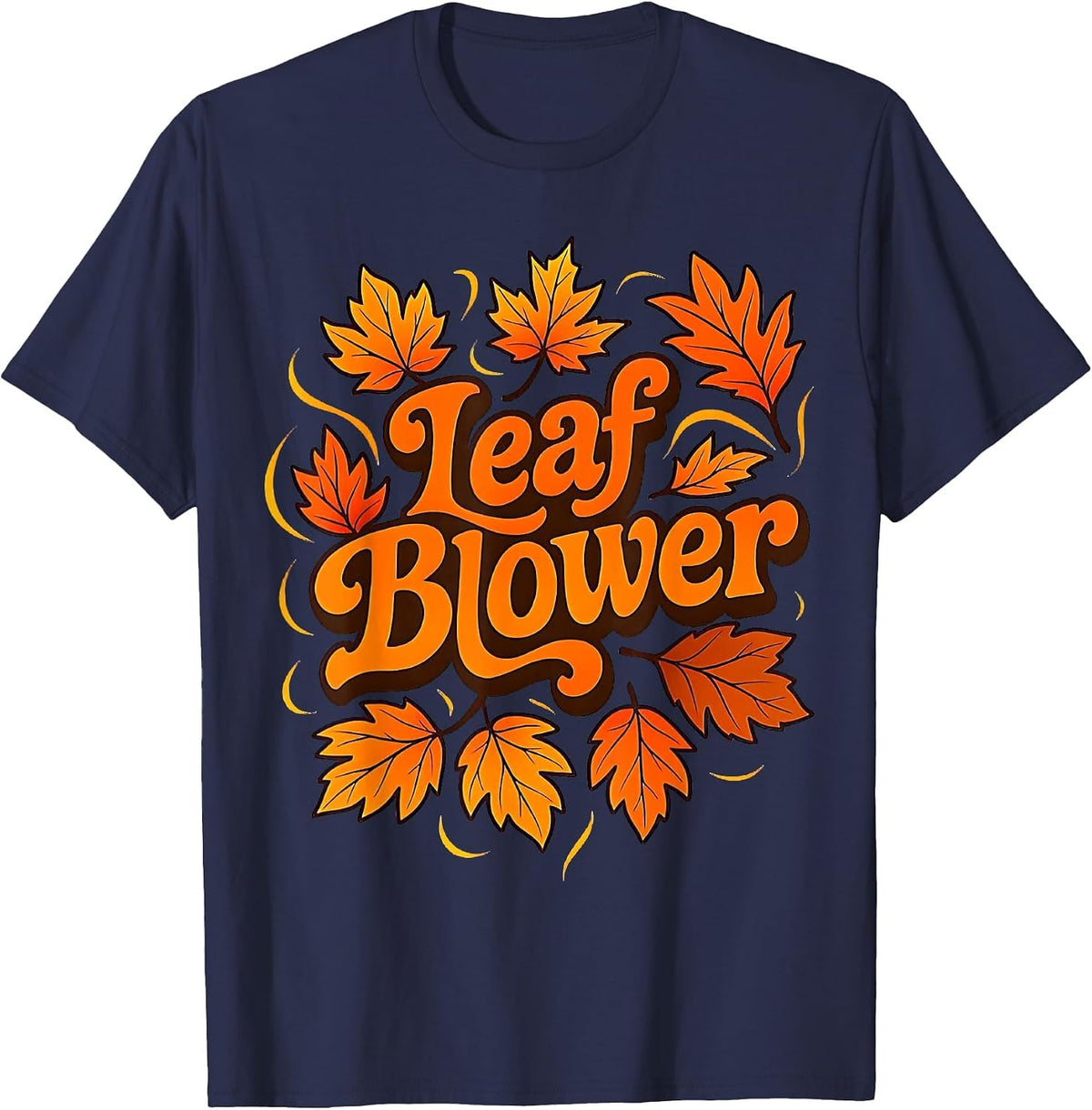 Funny Leaf Blower Fall Costume Couple Halloween Matching T-Shirt - Navy Blue
