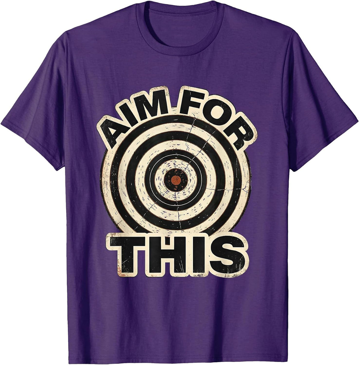 AIM FOR THIS Distressed Bullseye Target Archery Shooting T-Shirt - Purple