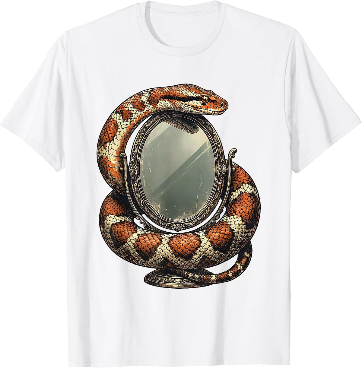 Men's Feminist Snake and Hand Mirror Graphic Tee T-Shirt - White