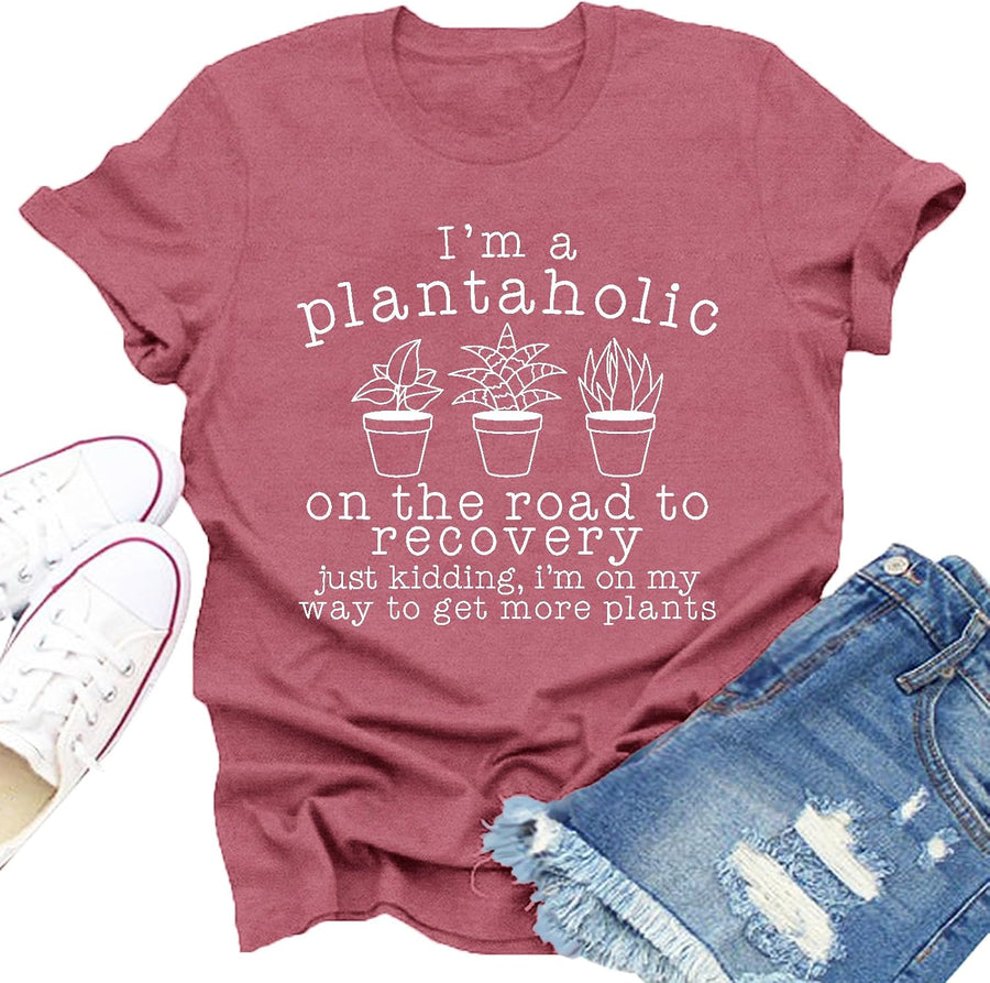 Garden Shirts for Women Gardener Gardening Plant Lover Tee Tops - Pink