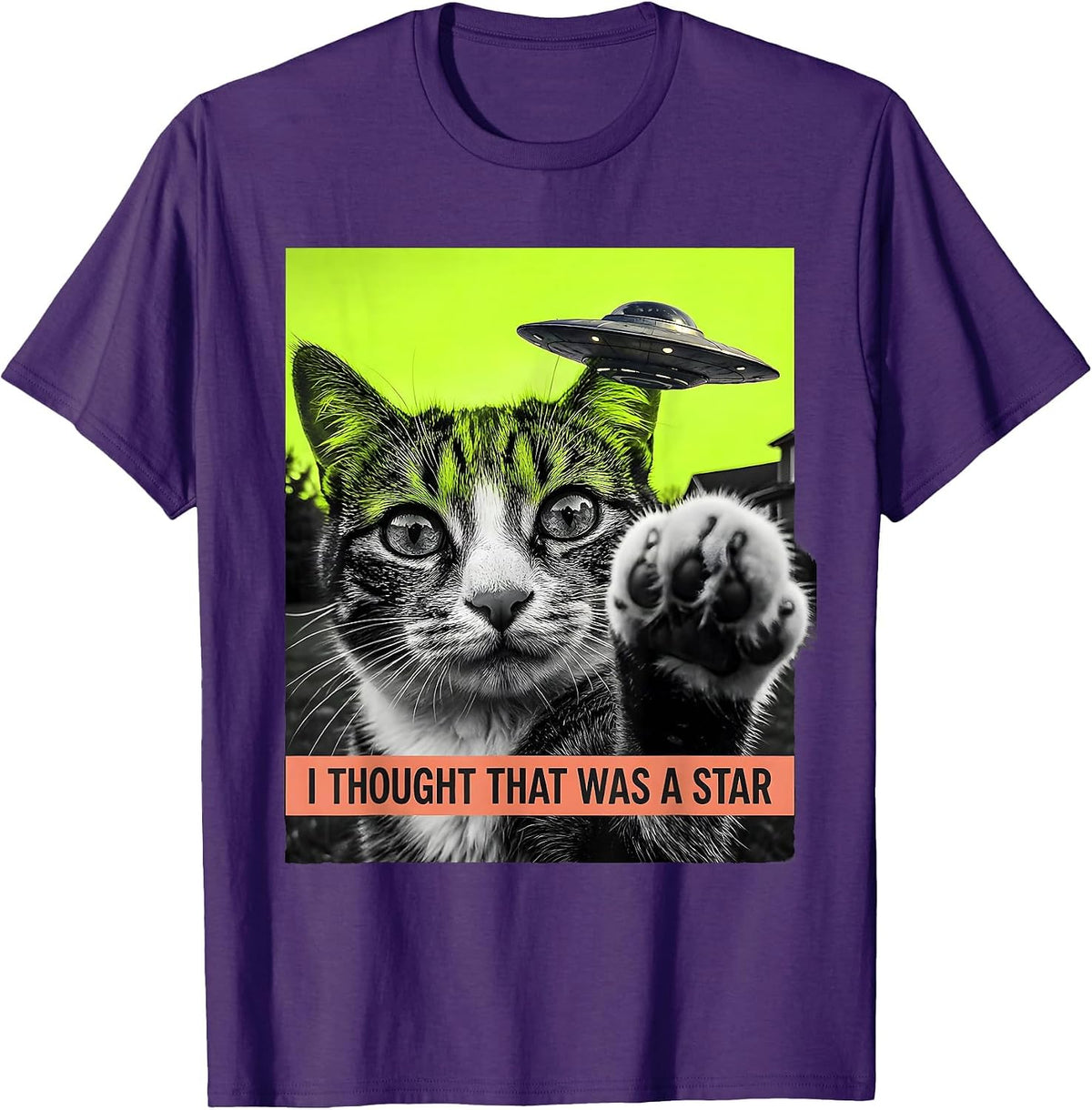 I Thought That Was A Star Funny Cat UFO Meme Cat Owner Gift T-Shirt - Purple