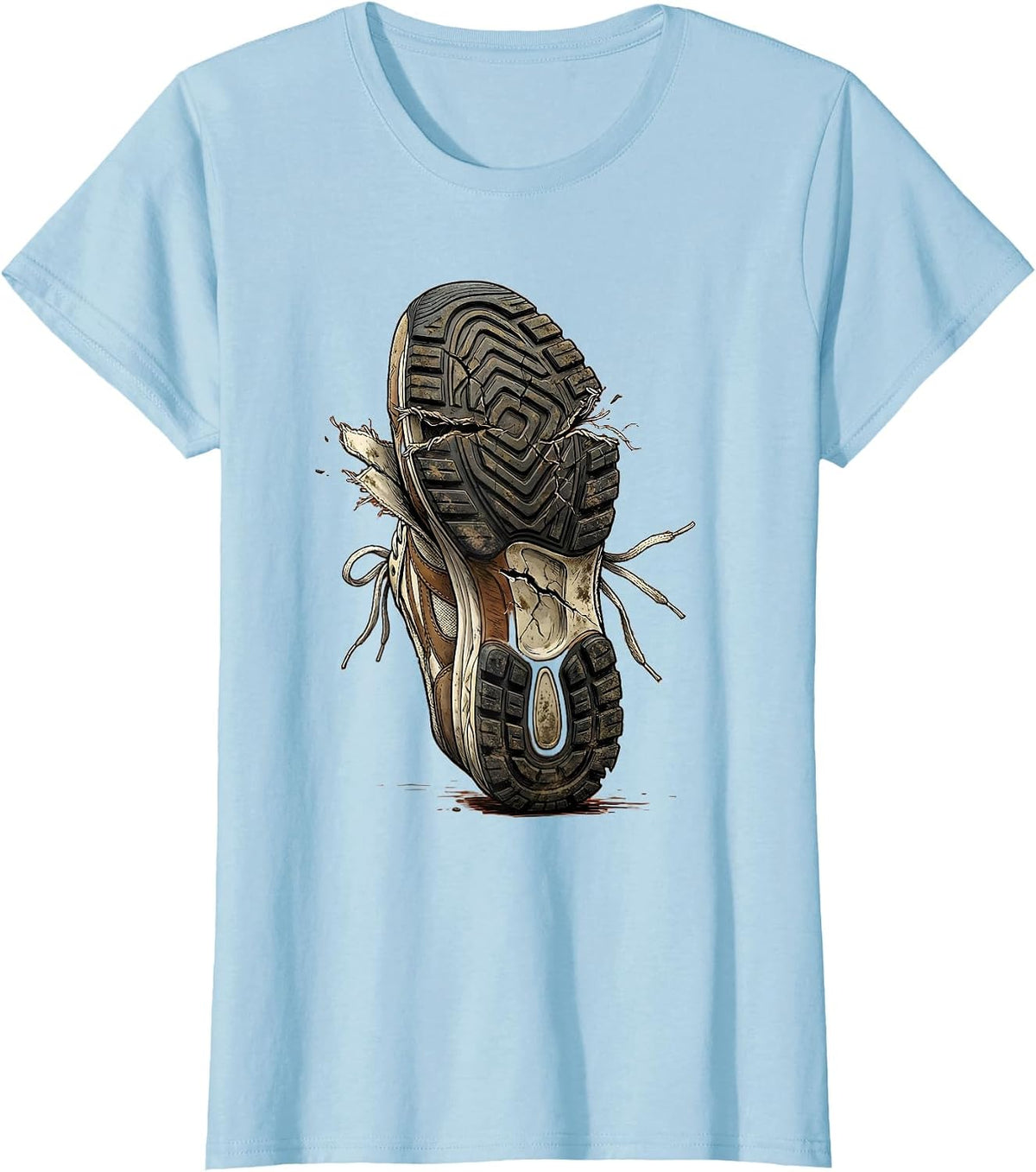 Grunge Worn-Out Sneaker Sole Falling Apart Art T-Shirt - Baby Blue