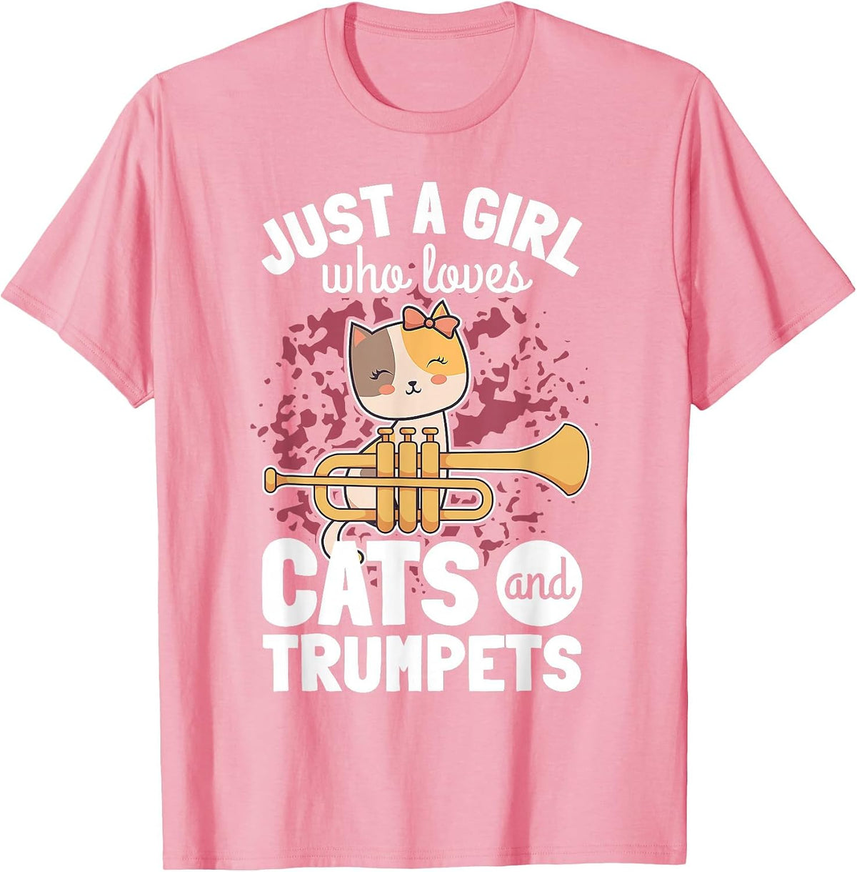Girl Trumpet Player Saying Trumpeter Cat Owner Kitten Lover T-Shirt - Pink
