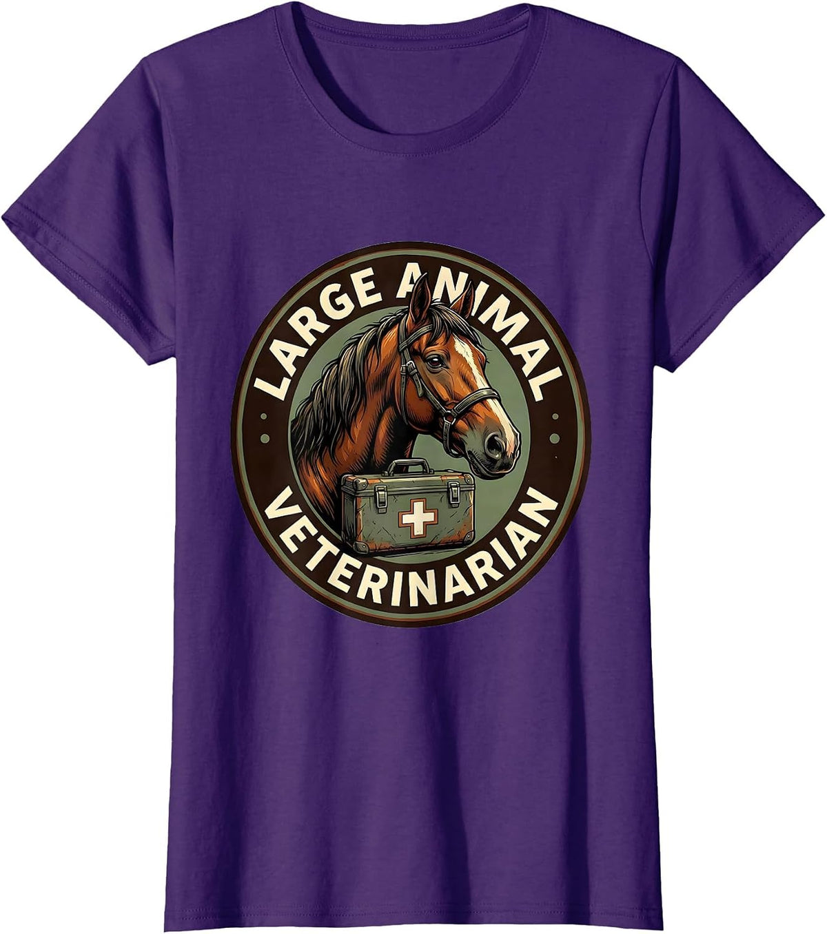 Women's Large Animal Veterinarian Funny Vet Tech Gift Occupational T-Shirt - Purple