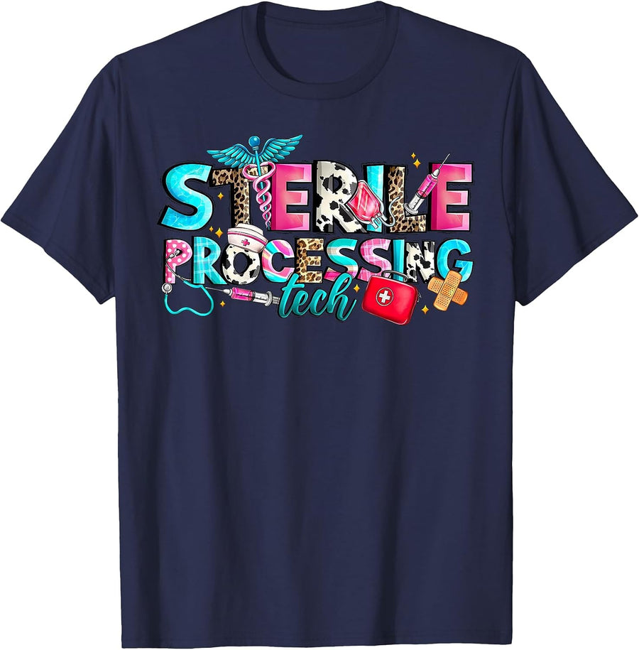 Sterile Processing Tech Western Nurse Sterile Processing T-Shirt - Navy Blue