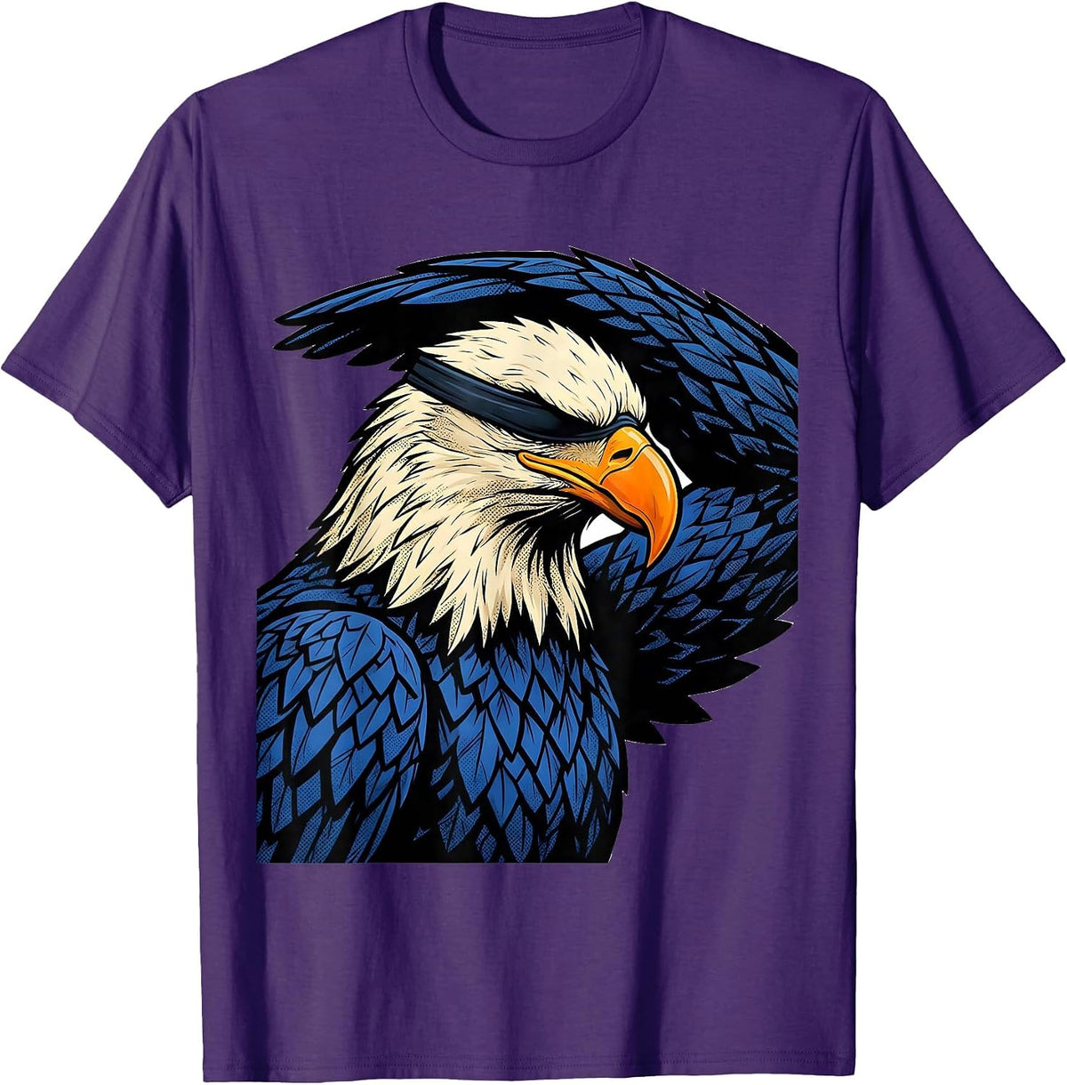 Men's Bald Eagle Comic Book Mascot Humor Novelty T-Shirt - Purple