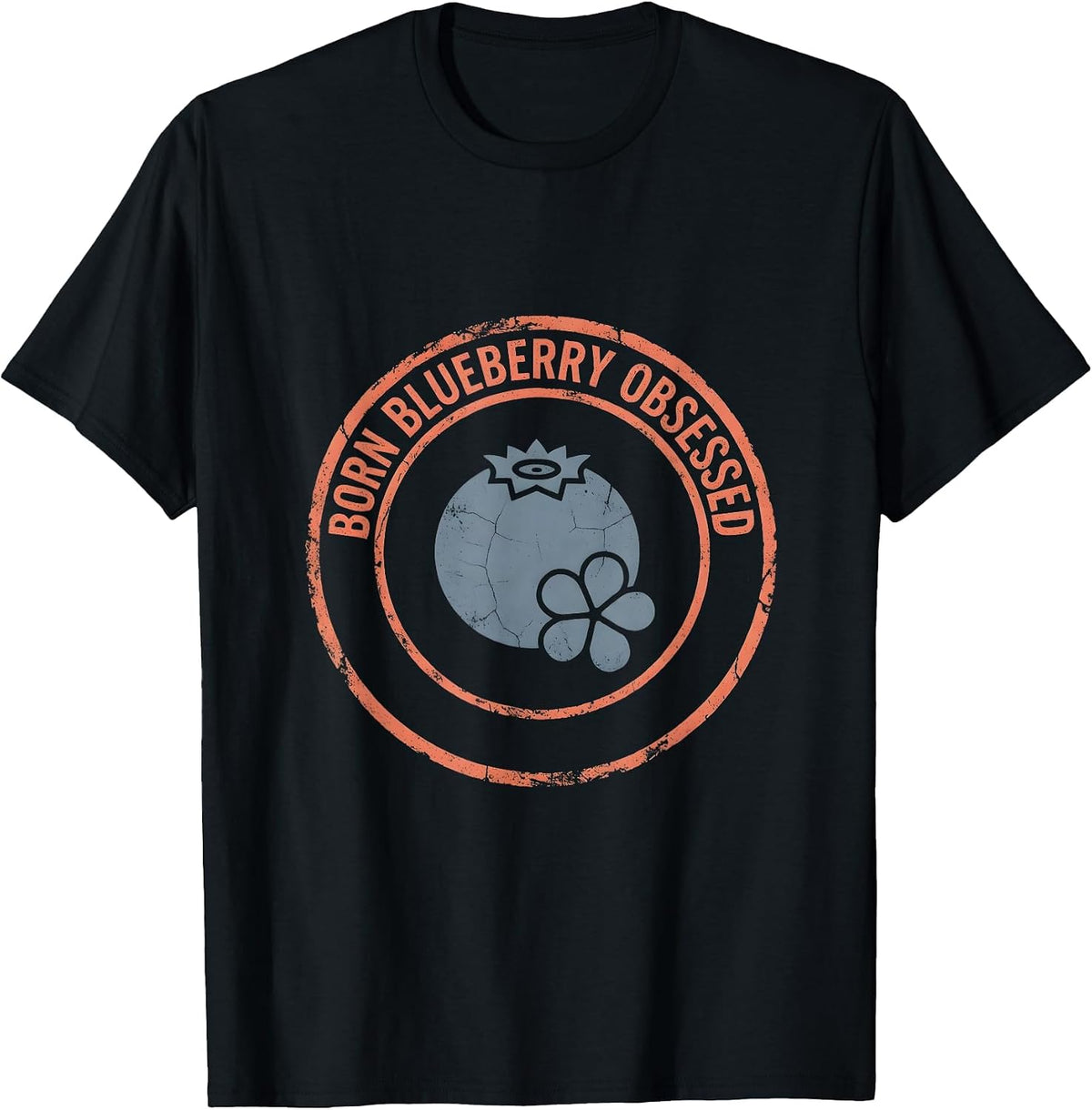 Men's Born Blueberry Obsessed Red White Blue Design T-Shirt - Black