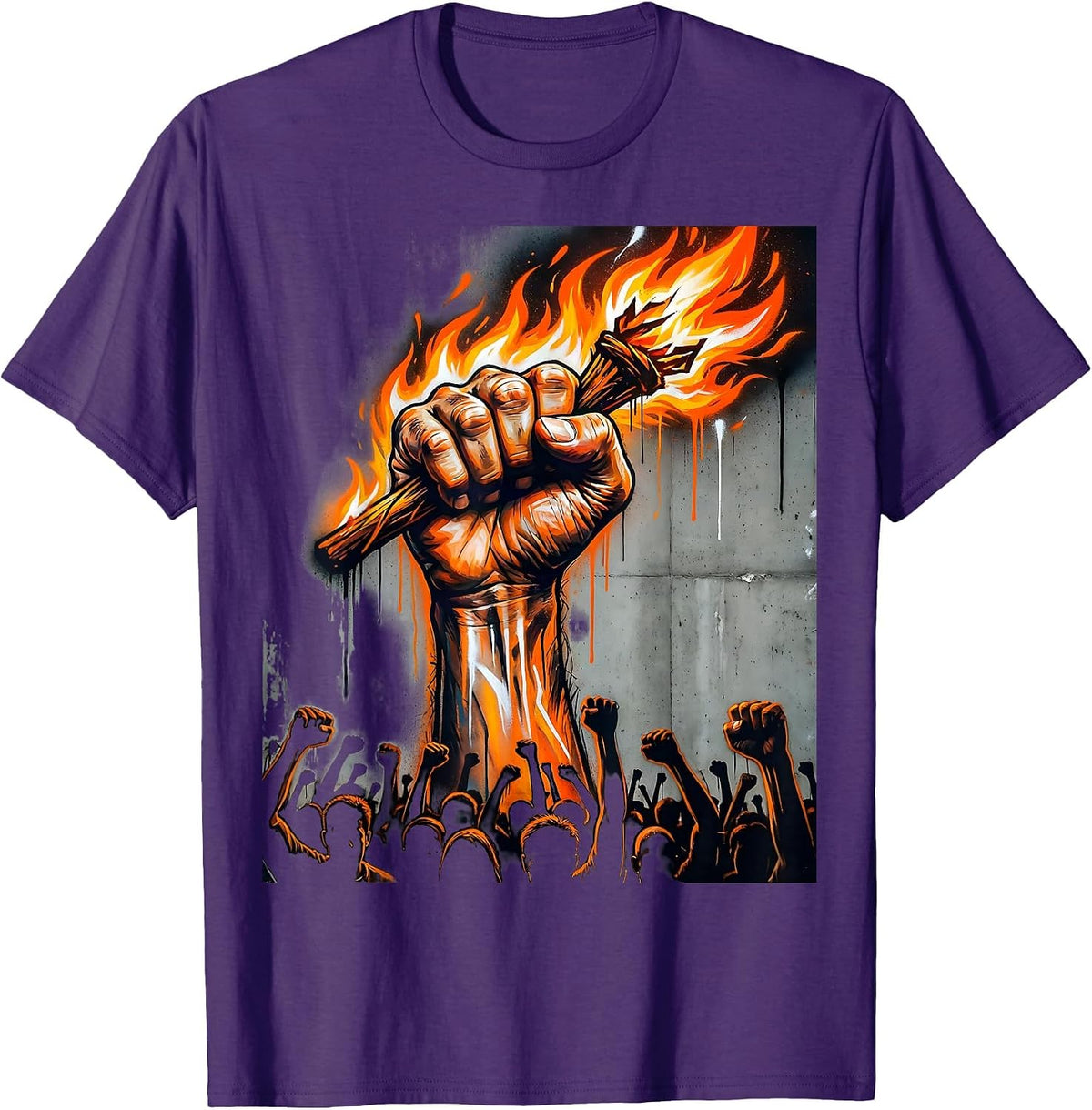 Men's Free Speech Torch Bearer Crowd Illustration T-Shirt - Purple