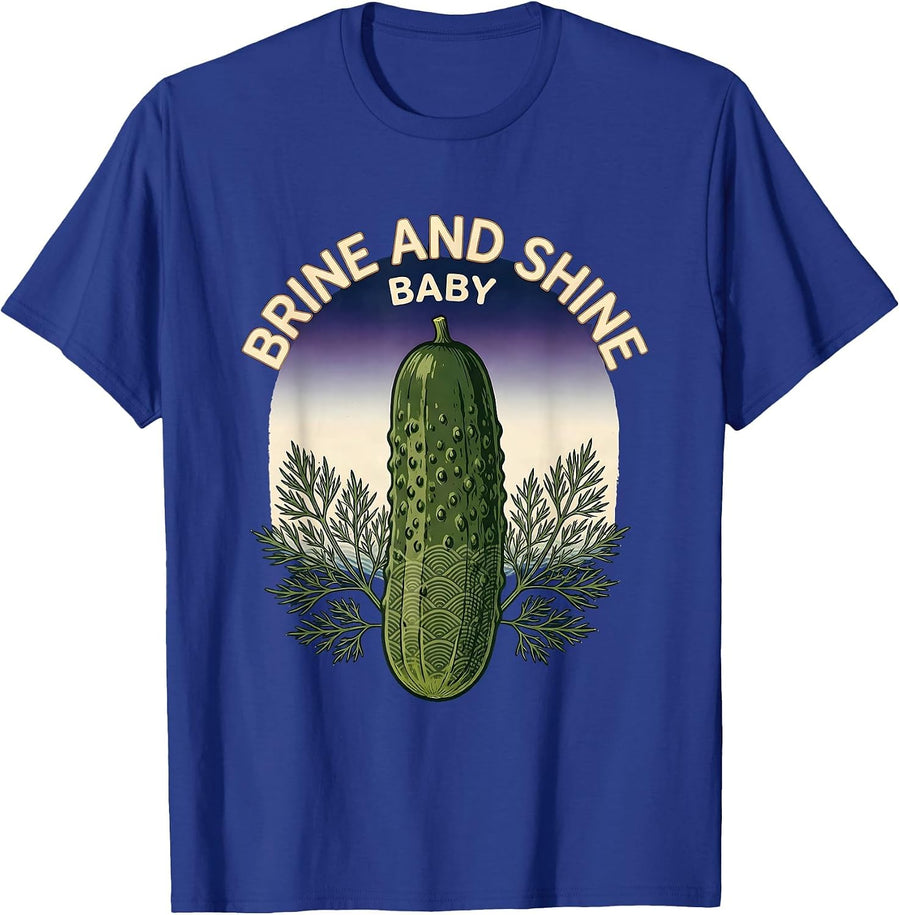 Brine and Shine Baby Pickle Lover Design T-Shirt - Royal Blue