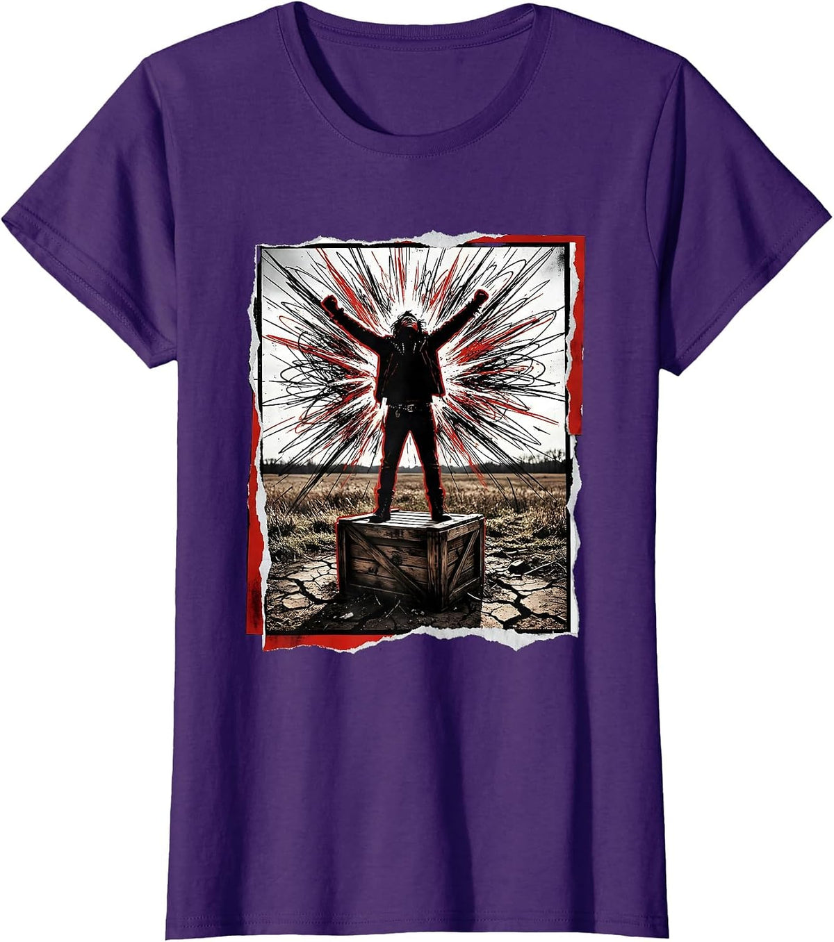 Women's Free Speech Soapbox Illustration Graphic Tee T-Shirt - Purple