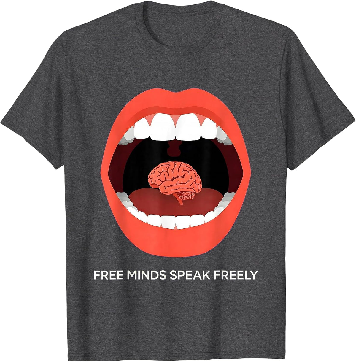Men's Free Minds Speak Freely Freedom of Speech Design T-Shirt - Dark Heather Grey