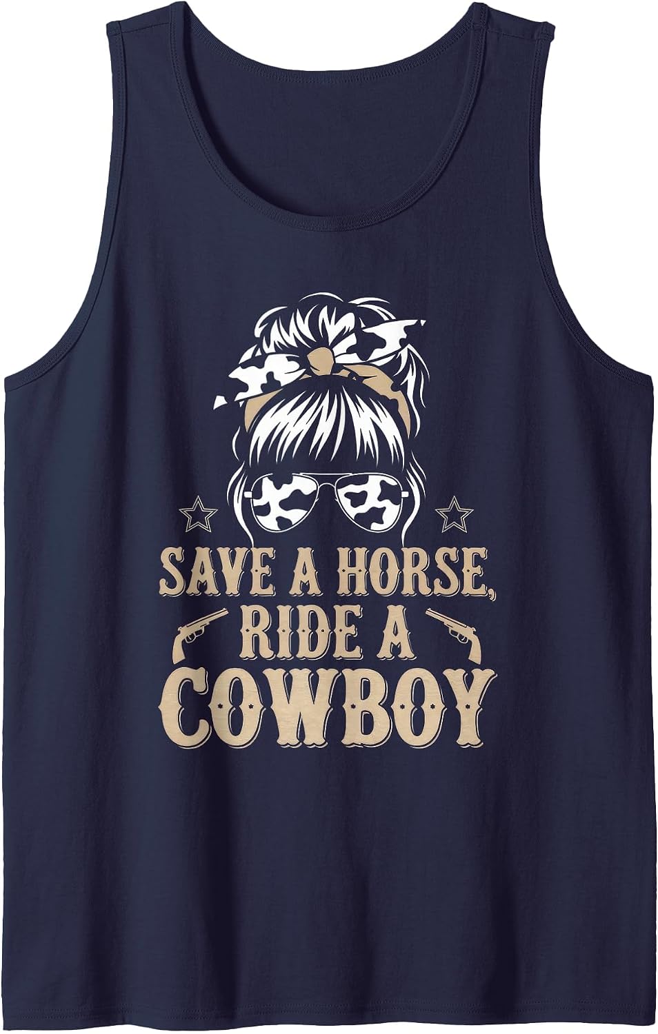 Save A Horse Ride A Cowboy Tshirt Country Outfits Horseback Tank Top - Navy Blue