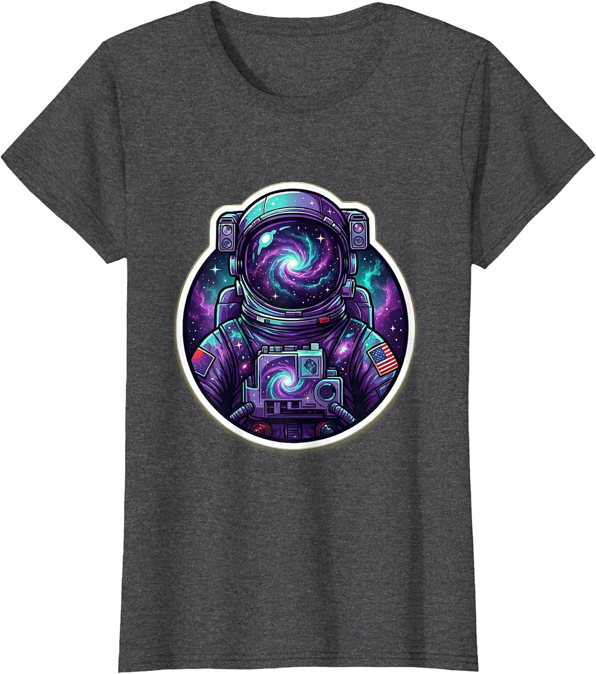 Women's Astronaut Suit Galaxy Pattern Cosmic Space Design T-Shirt - Dark Heather Grey
