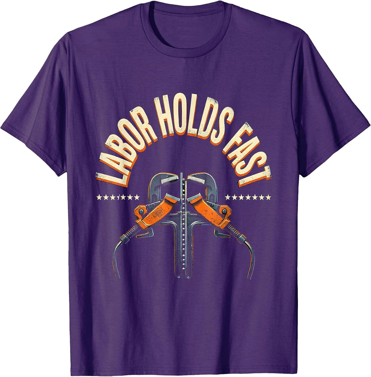 Men's Labor Holds Fast Heavy Condensed Union Worker Solidarity T-Shirt - Purple