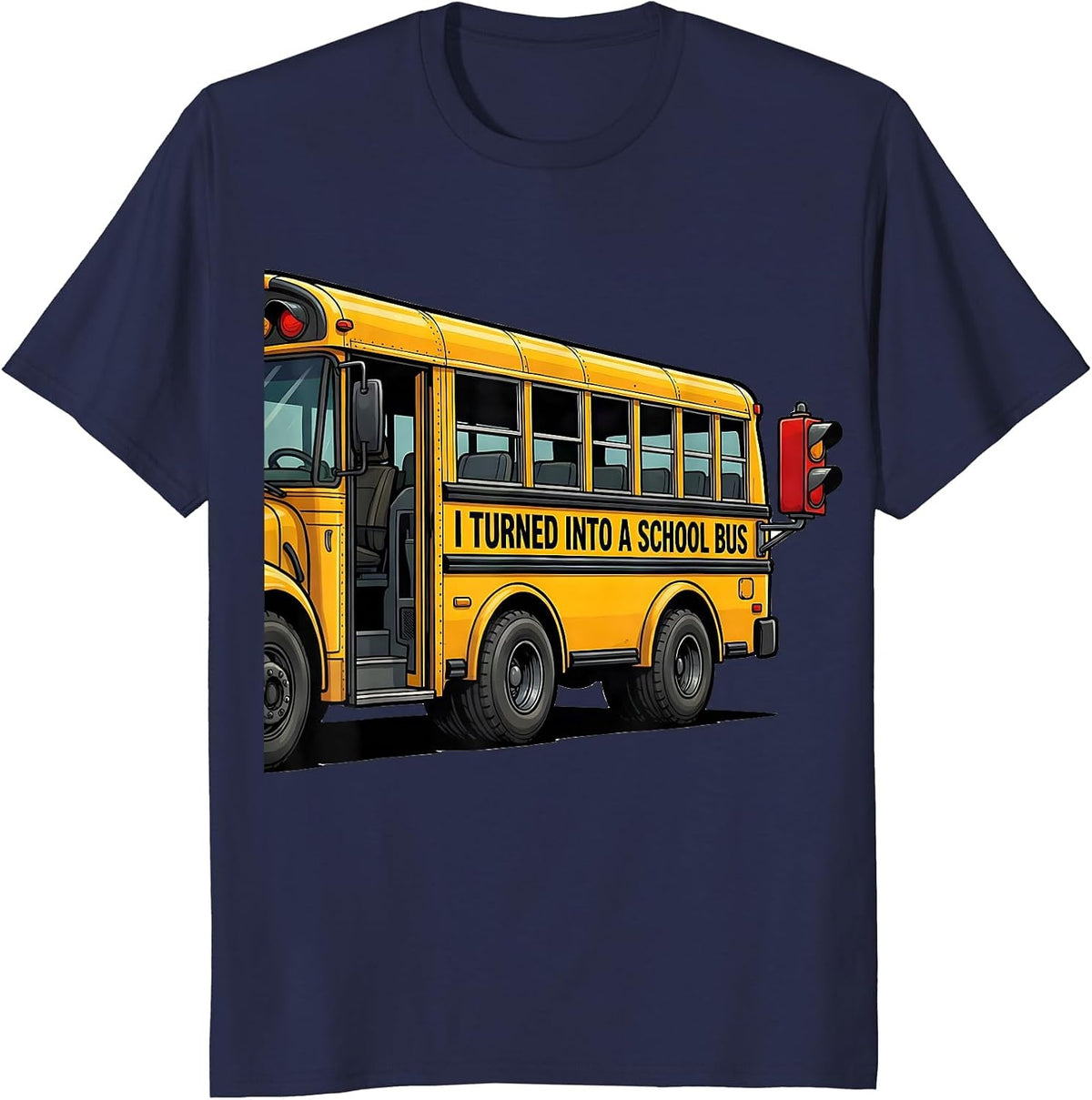 Men's I Turned Into A School Bus Funny School Bus Driver Halloween T-Shirt - Navy Blue
