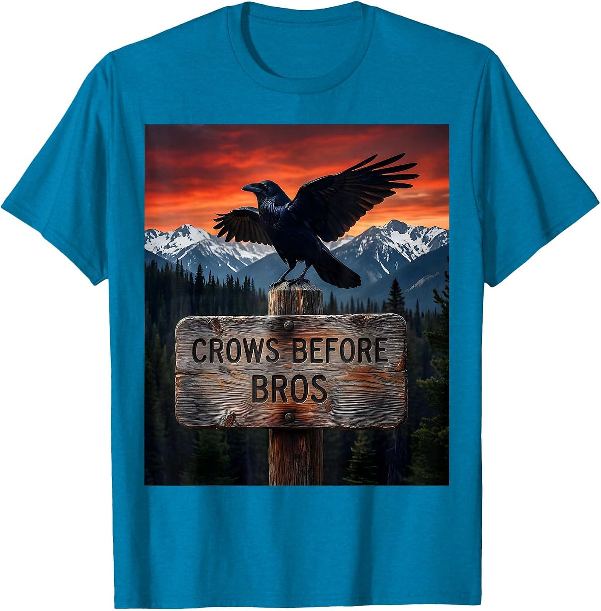 Crows Before Bros Bold Bird Loyalty Design T-Shirt - Sapphire Blue