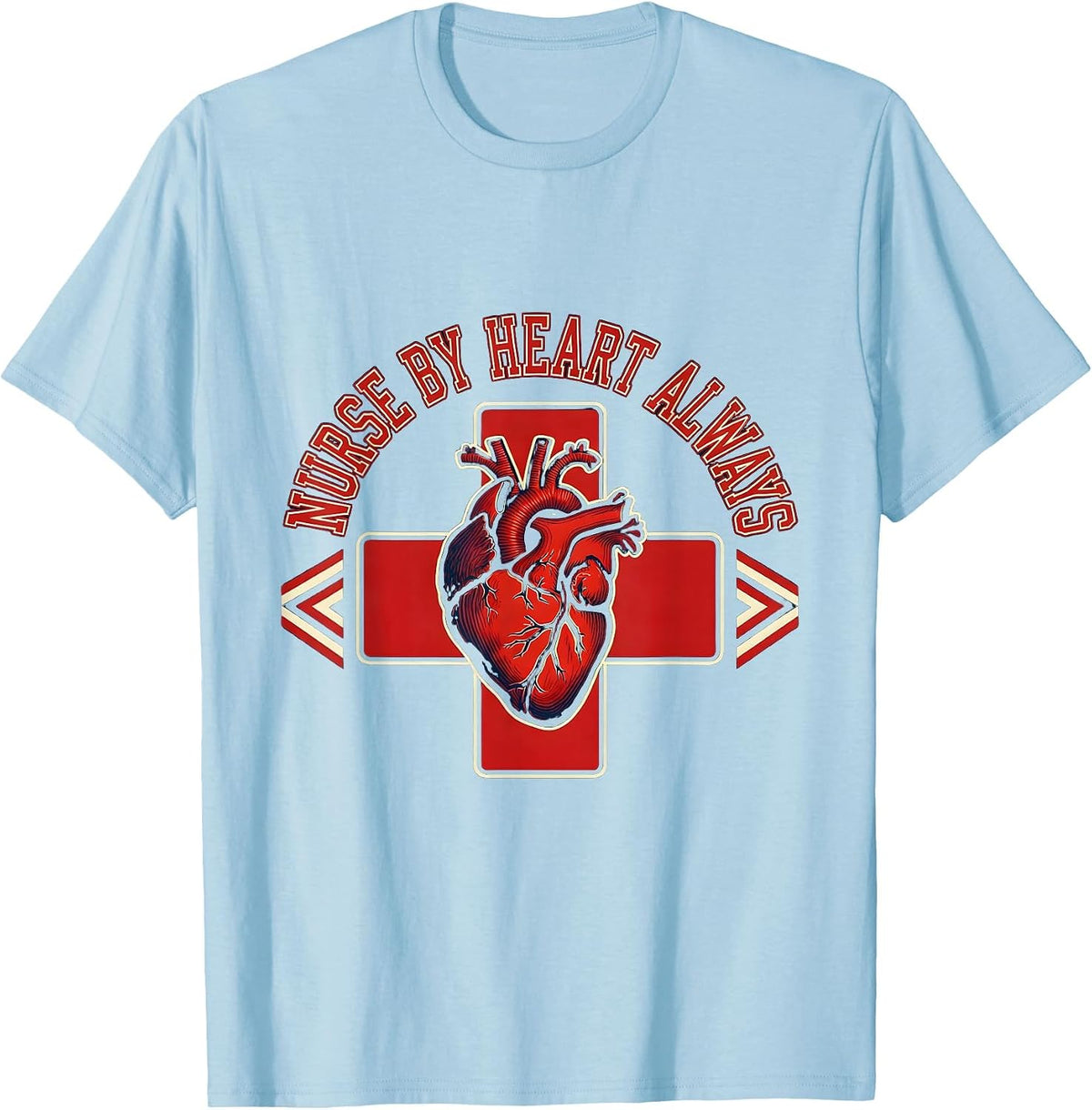 Men's Nurse By Heart Always School Nurse Design T-Shirt - Baby Blue