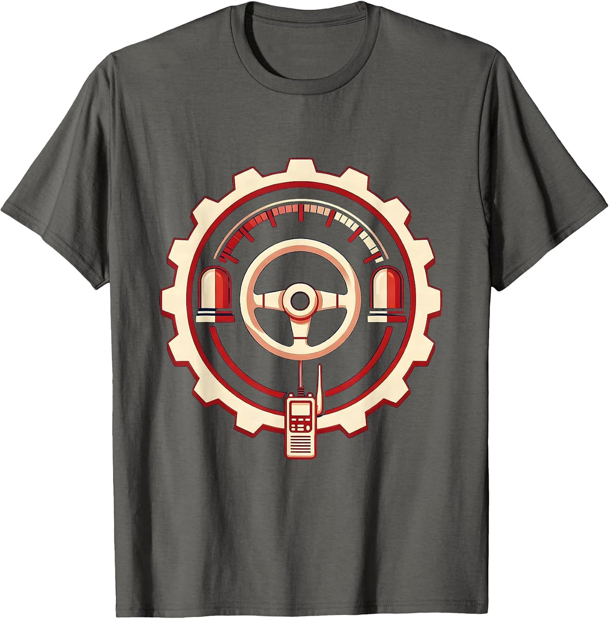 Men's EMT Ambulance Dashboard Emergency Lights Graphic T-Shirt - Asphalt Grey