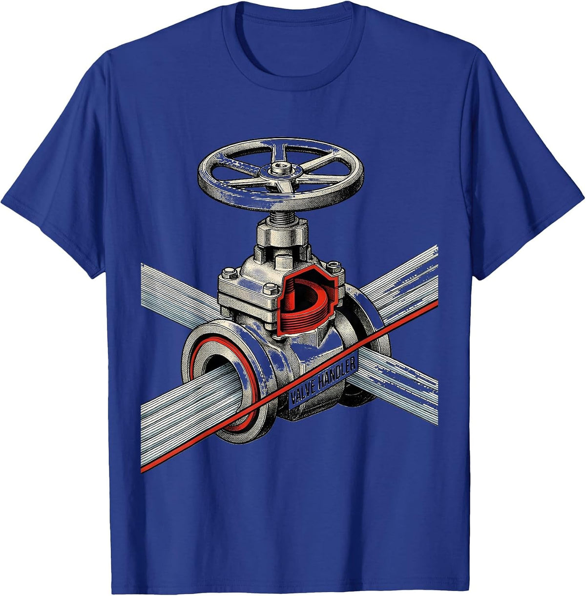 Men's Valve Handler Funny Plumber Pipefitter Occupational Humor T-Shirt - Royal Blue