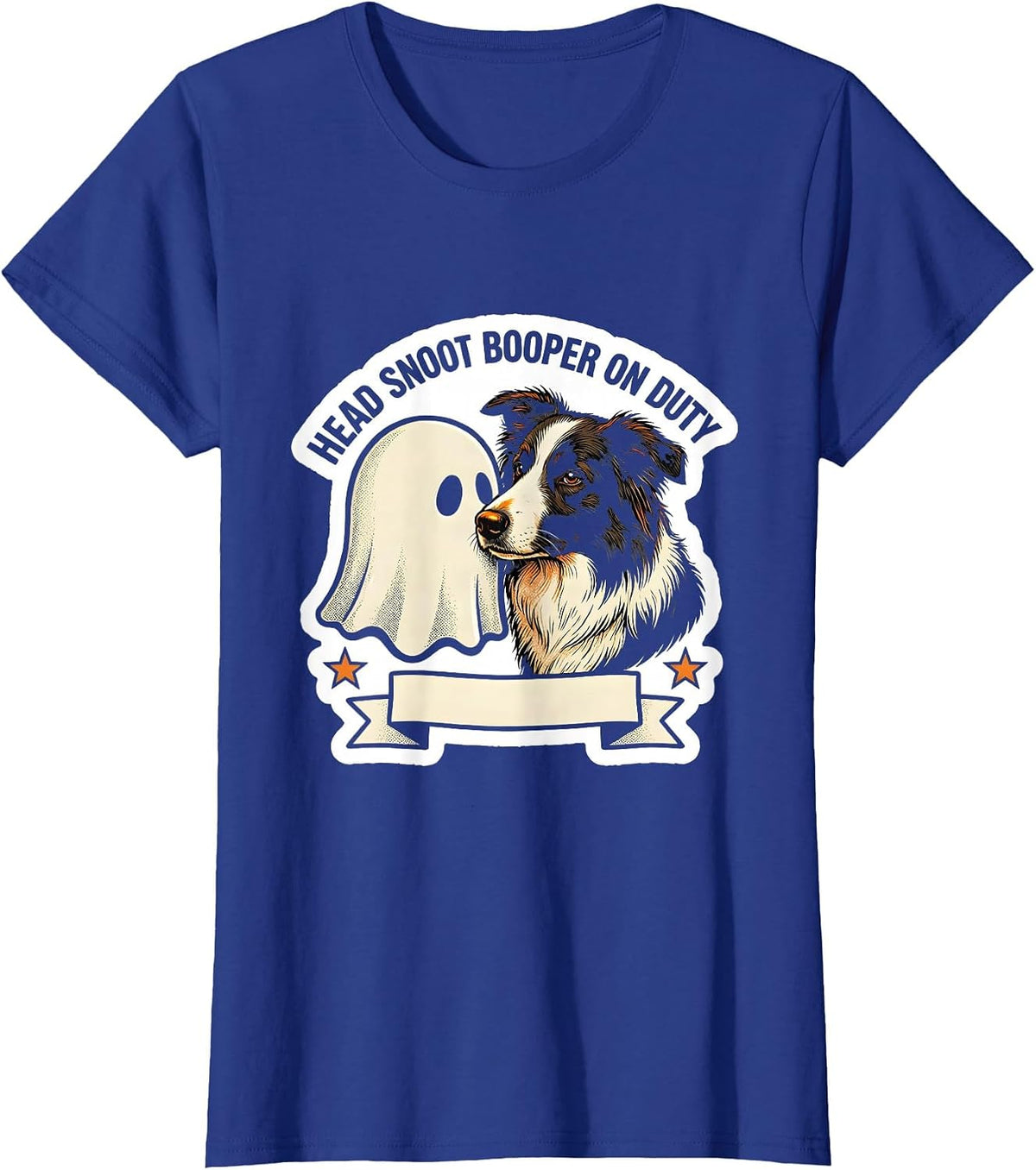 Women's Head Snoot Booper On Duty Funny Ghost Dog Lover Halloween T-Shirt - Royal Blue