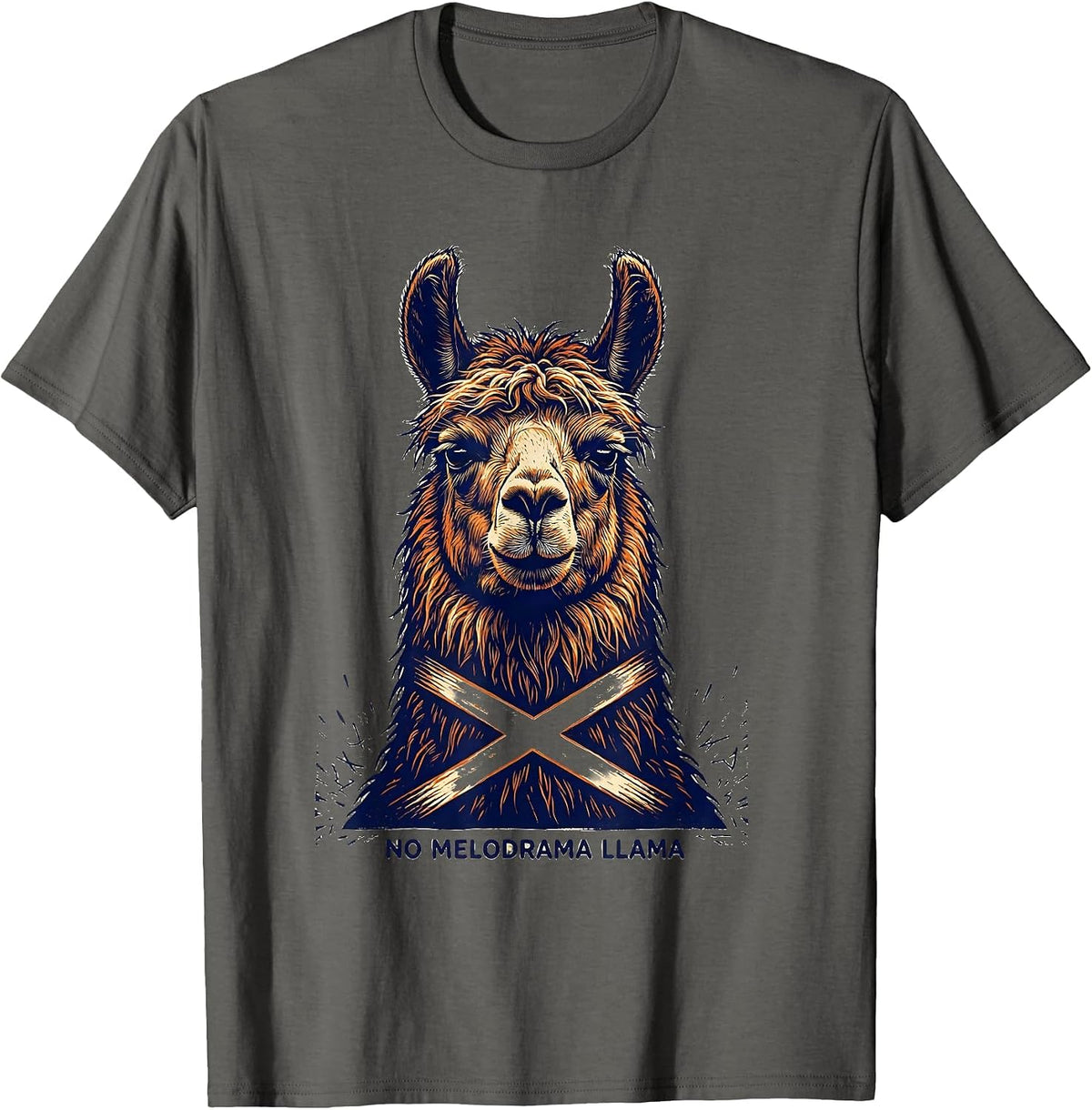 Men's No Melodrama Llama Funny Llama Lover Animal Humor T-Shirt - Asphalt Grey