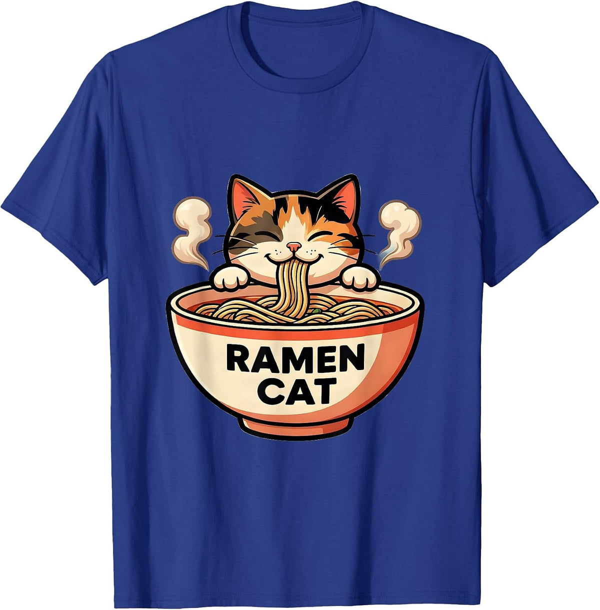 Ramen Cat Cute Kawaii Anime Animal Japanese Food Humor T-Shirt - Royal Blue