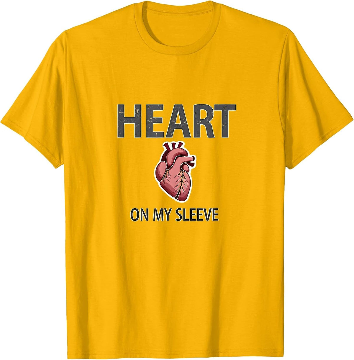 Heart On My Sleeve Valentine's Romance Design T-Shirt - Golden Yellow