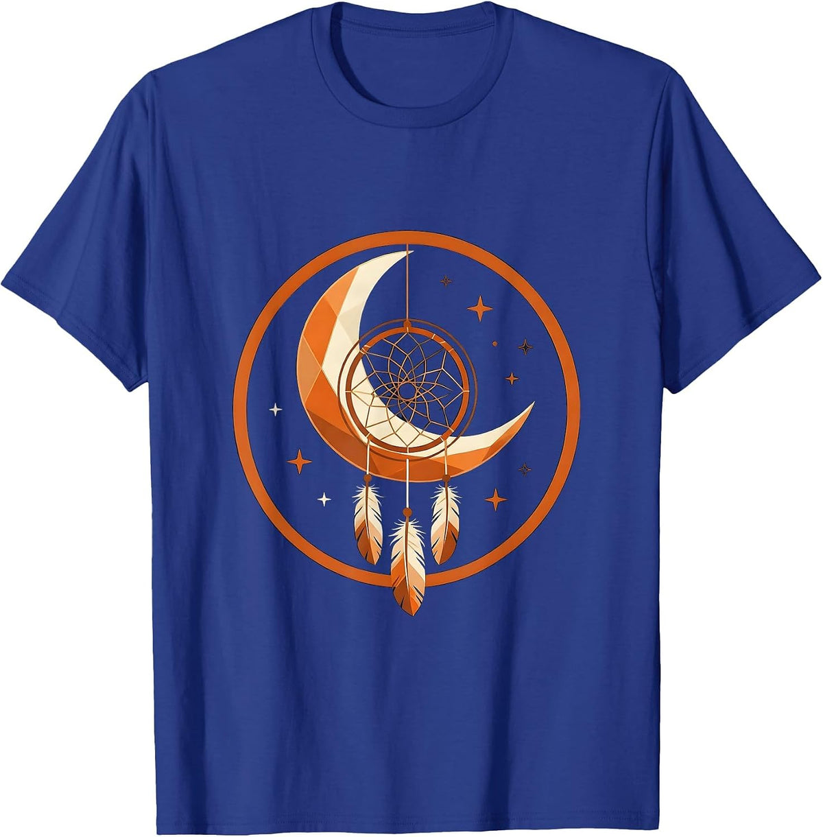Men's Hippie Dreamcatcher Crescent Moon Boho Art T-Shirt - Royal Blue