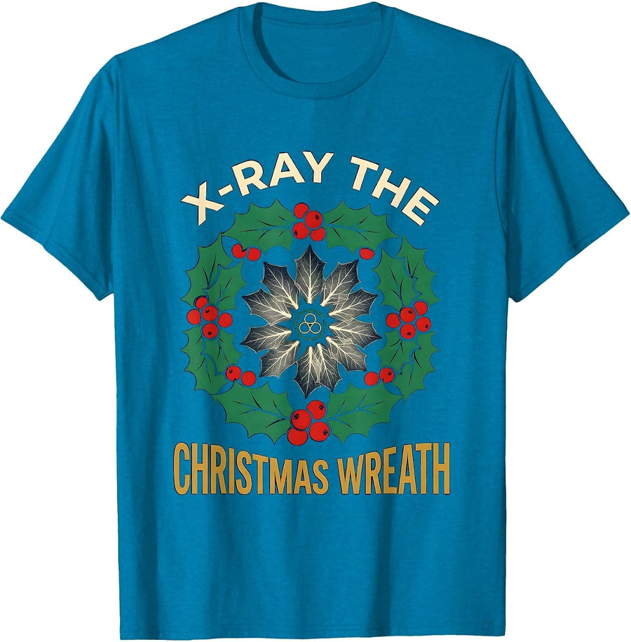 X-Ray The Christmas Wreath Radiology Tech Humor T-Shirt - Sapphire Blue