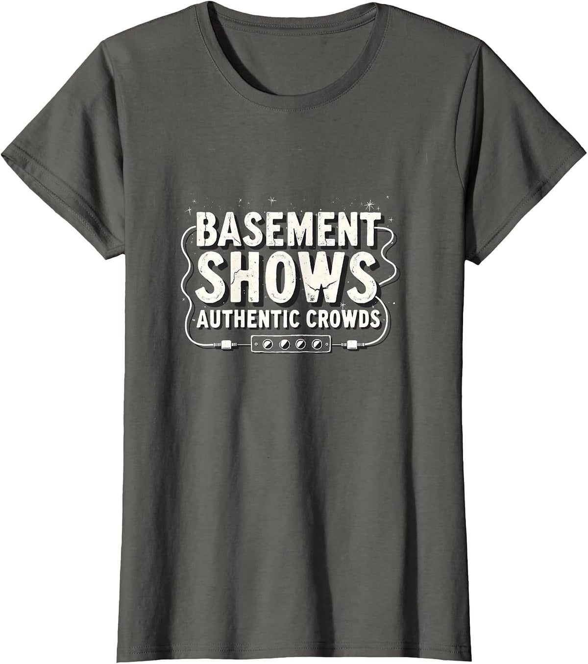 Basement Shows Authentic Crowds Grunge Design T-Shirt - Asphalt Grey