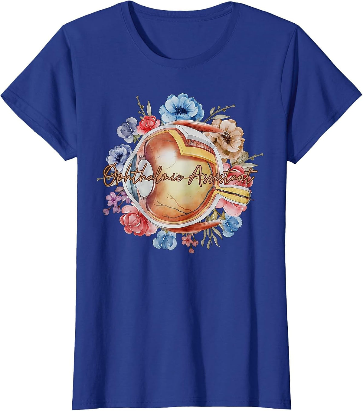 Optometry Floral Anatomical Eye Doctor Ophthalmic Assistant T-Shirt - Royal Blue