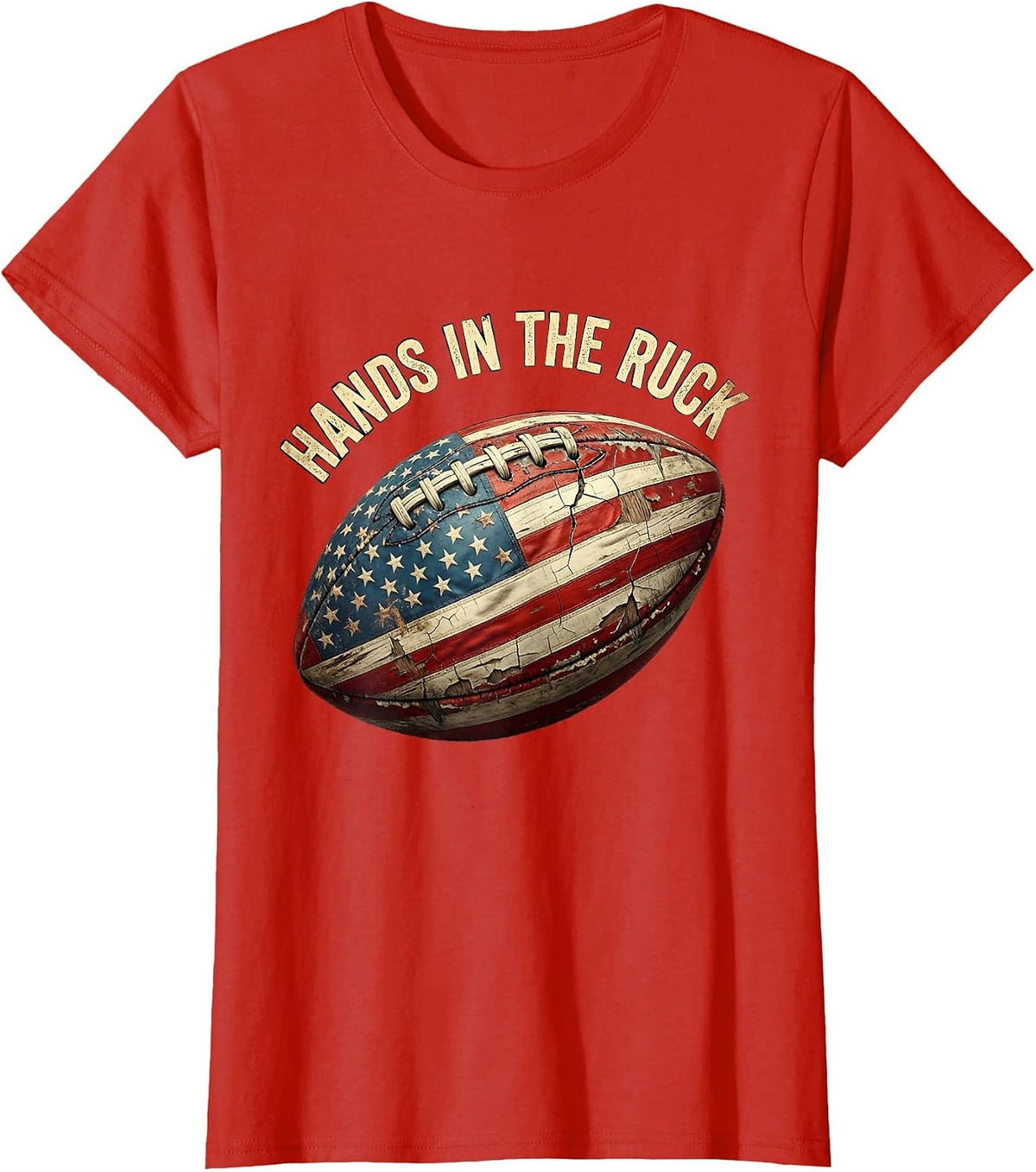Hands in the Ruck Rugby Graphic Design T-Shirt - Red