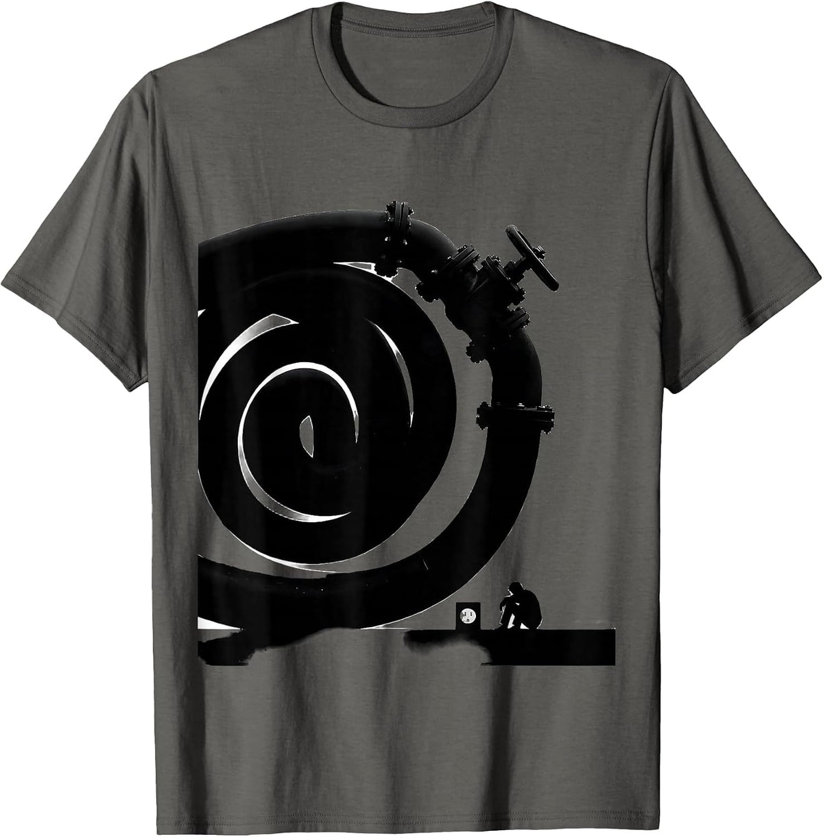 Massive Pipe Run Funny Plumber Occupation Humor T-Shirt - Asphalt Grey