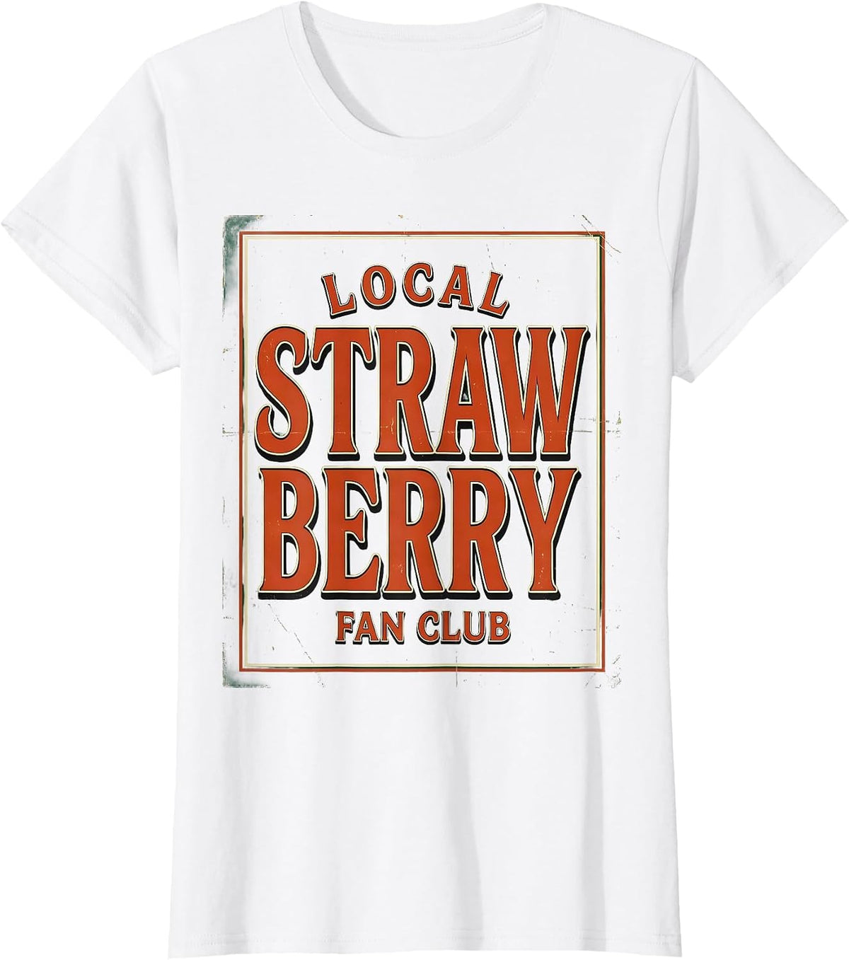 Women's Local Strawberry Fan Club Graphic Design T-Shirt - White