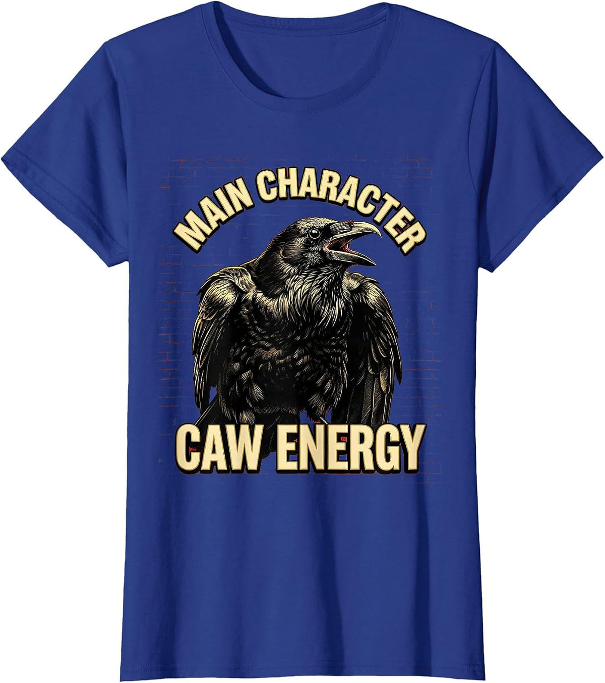 Women's Main Character CAW Energy Crow Design T-Shirt - Royal Blue