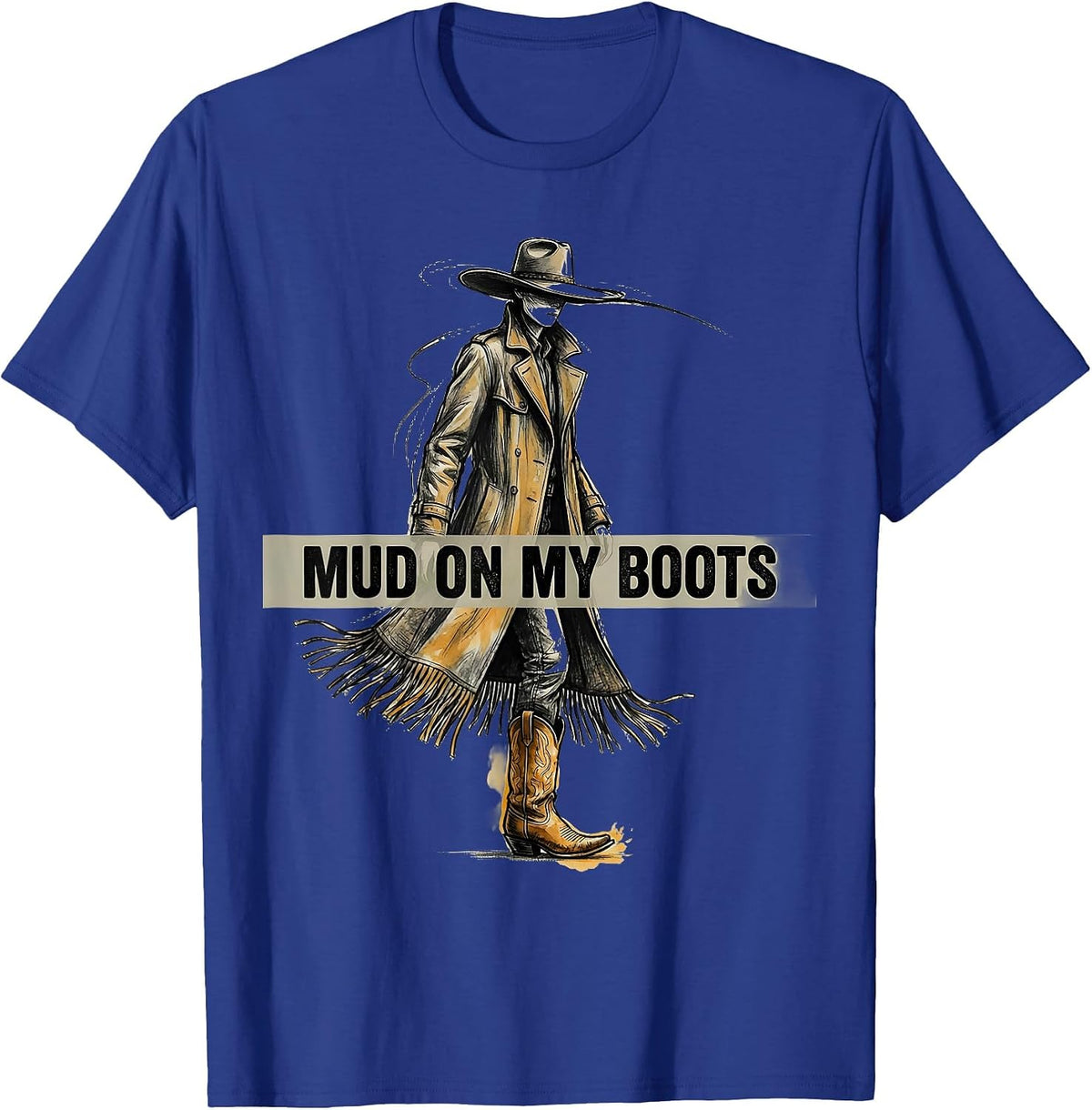 Men's Mud On My Boots Country Roots Design T-Shirt - Royal Blue