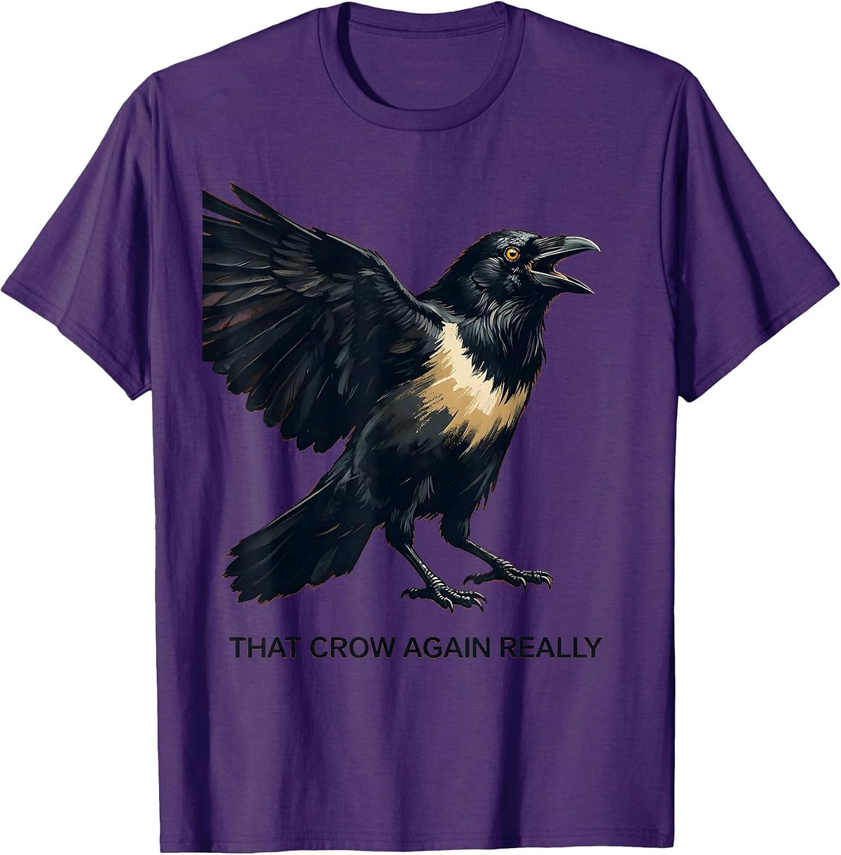 Men's Fawk Off Crow Funny Bird Attitude Design T-Shirt - Purple