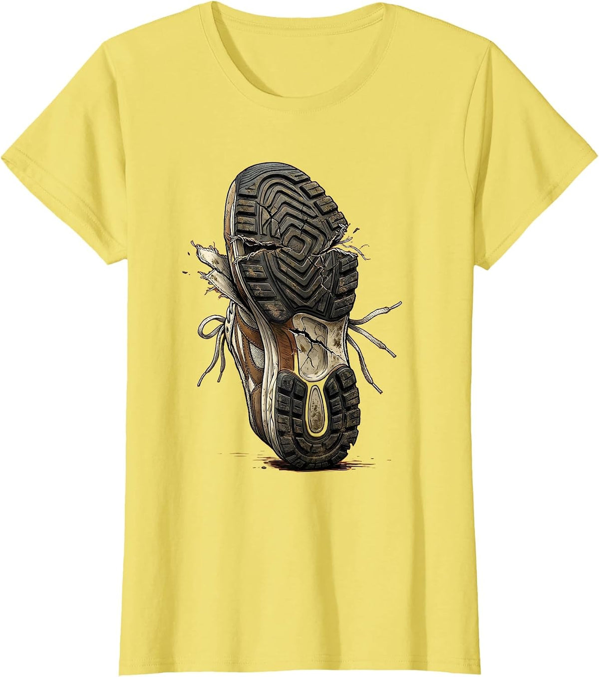 Grunge Worn-Out Sneaker Sole Falling Apart Art T-Shirt - Lemon Yellow