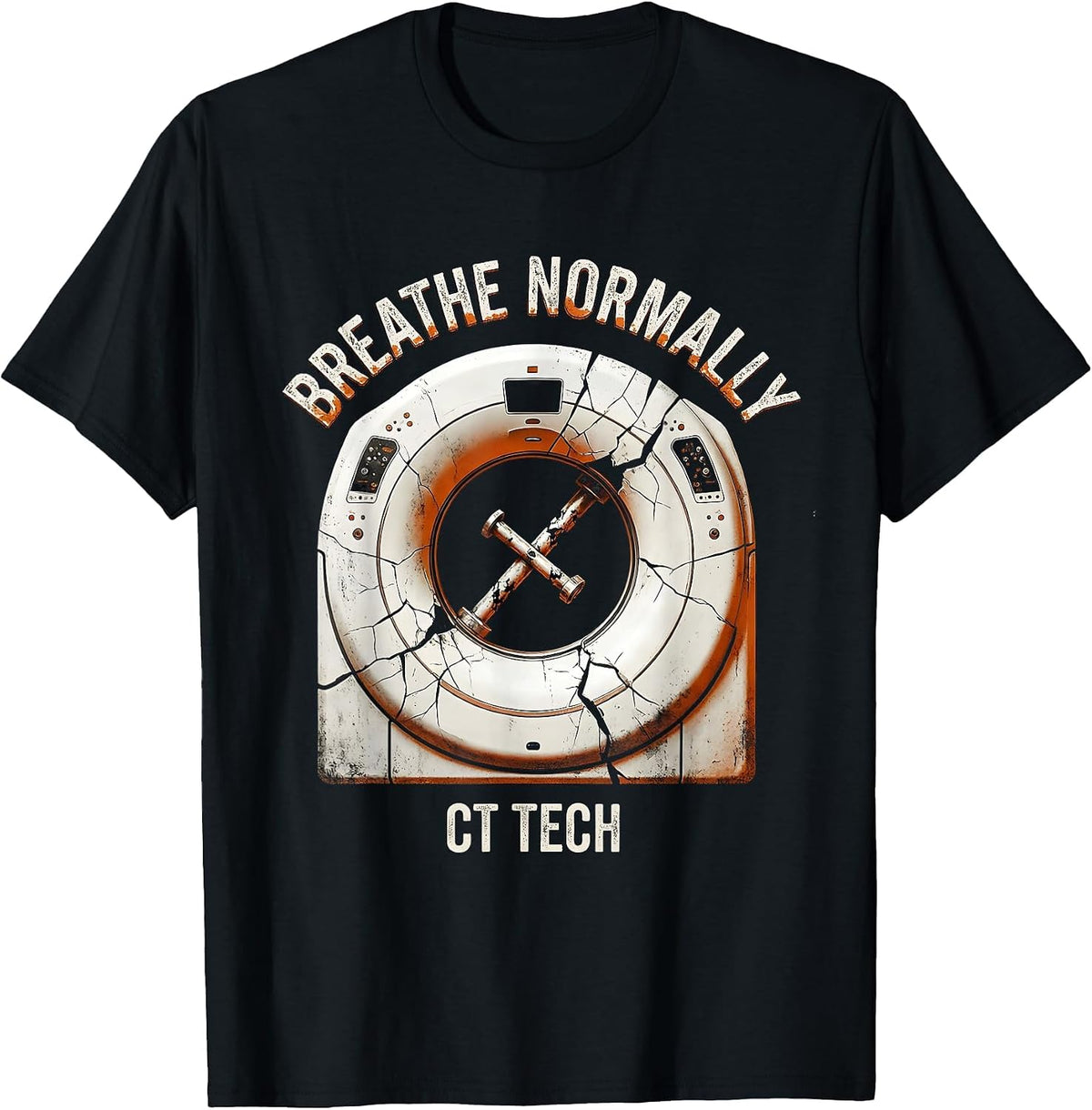 Men's Breathe Normally — CT Tech Distressed Radiology Technologist T-Shirt - Black