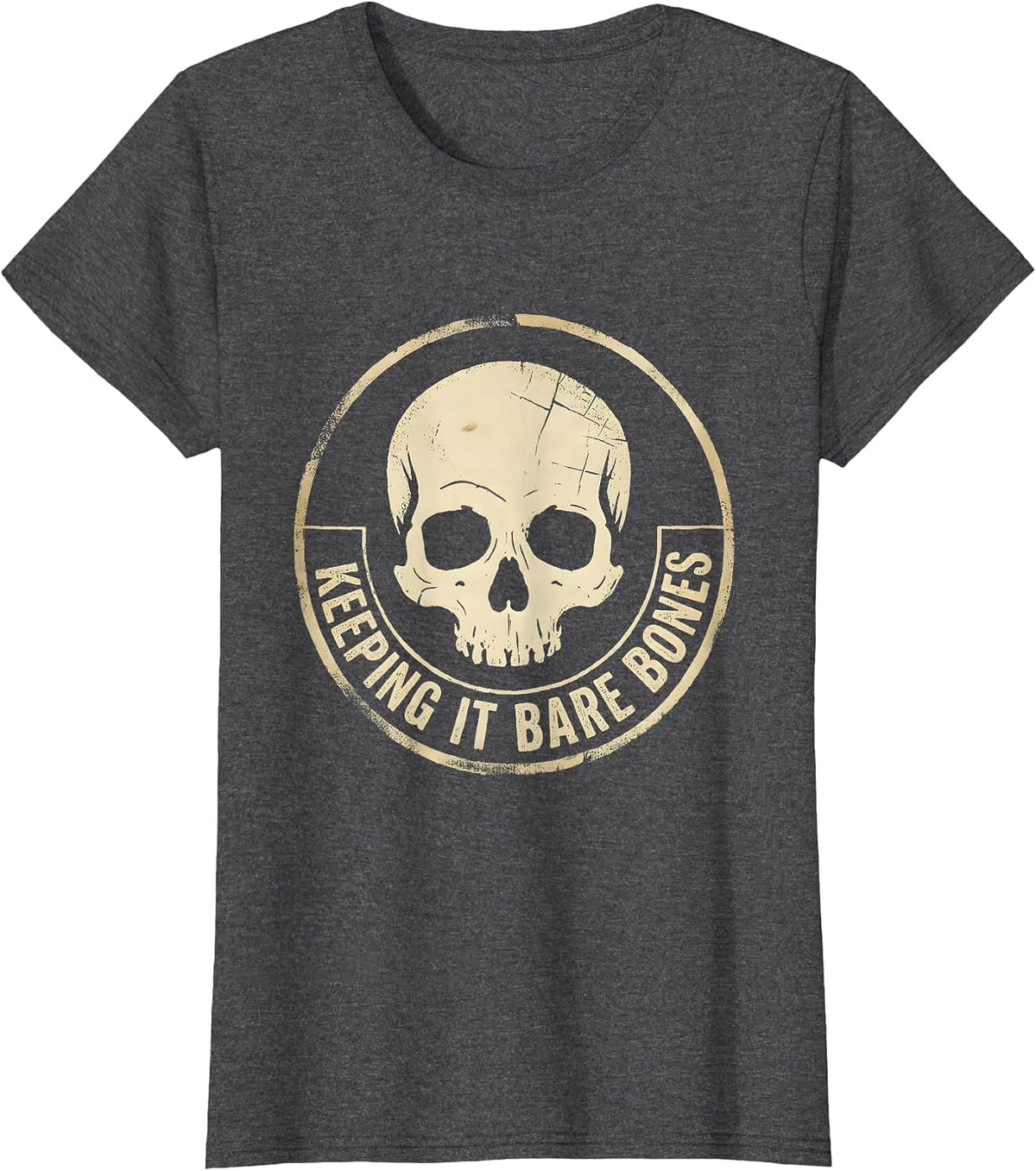 Women's Keeping It Bare Bones Skeleton Graphic Design T-Shirt - Dark Heather Grey